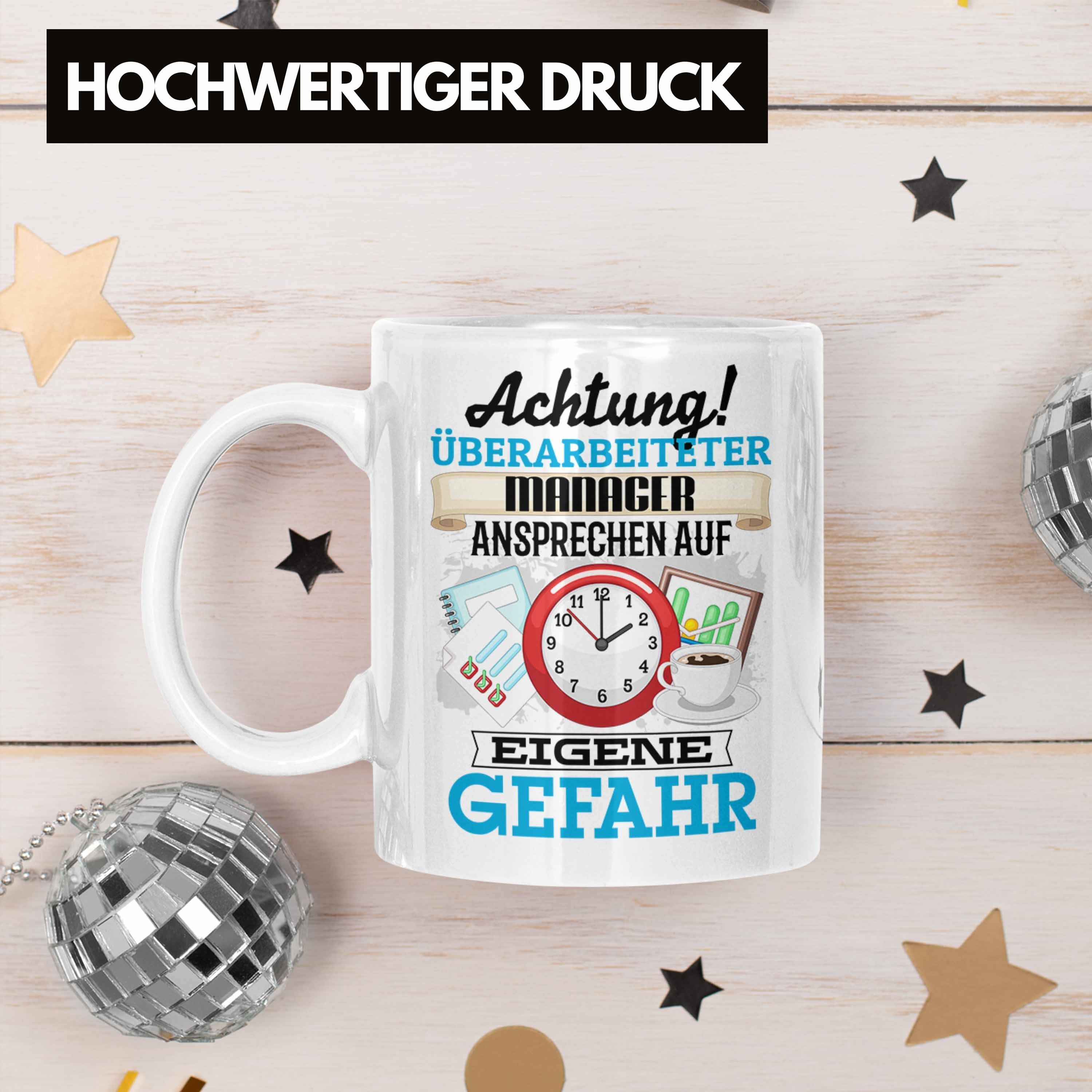 Trendation Tasse Manager Tasse Geschenk Geschenkidee M Weiss Spruch Kaffeebecher für Lustiger