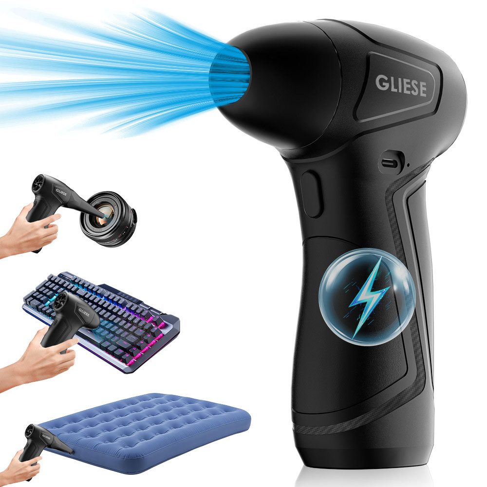 GLIESE Handstaubsauger Starker Elektrischer Luftbläser für PC, Auto & Haushal, 12 W, 12W Schnellladung, 6-stufig regelbar, 100.000 U/min, 5000mAh