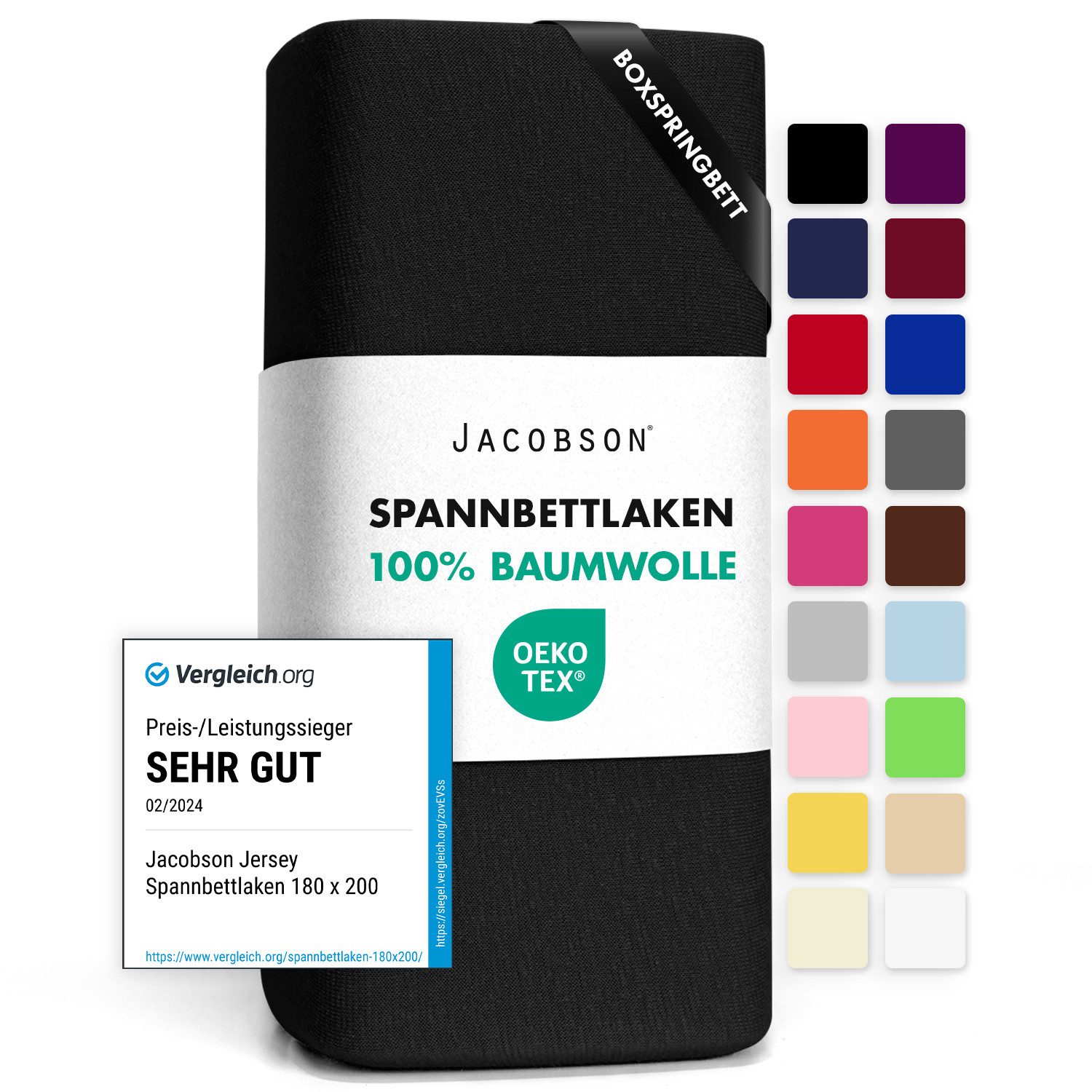 Jacobson Spannbettlaken BOXSPRING & ÜBERLÄNGE aus 100% Baumwolle, für hohe günstig online kaufen