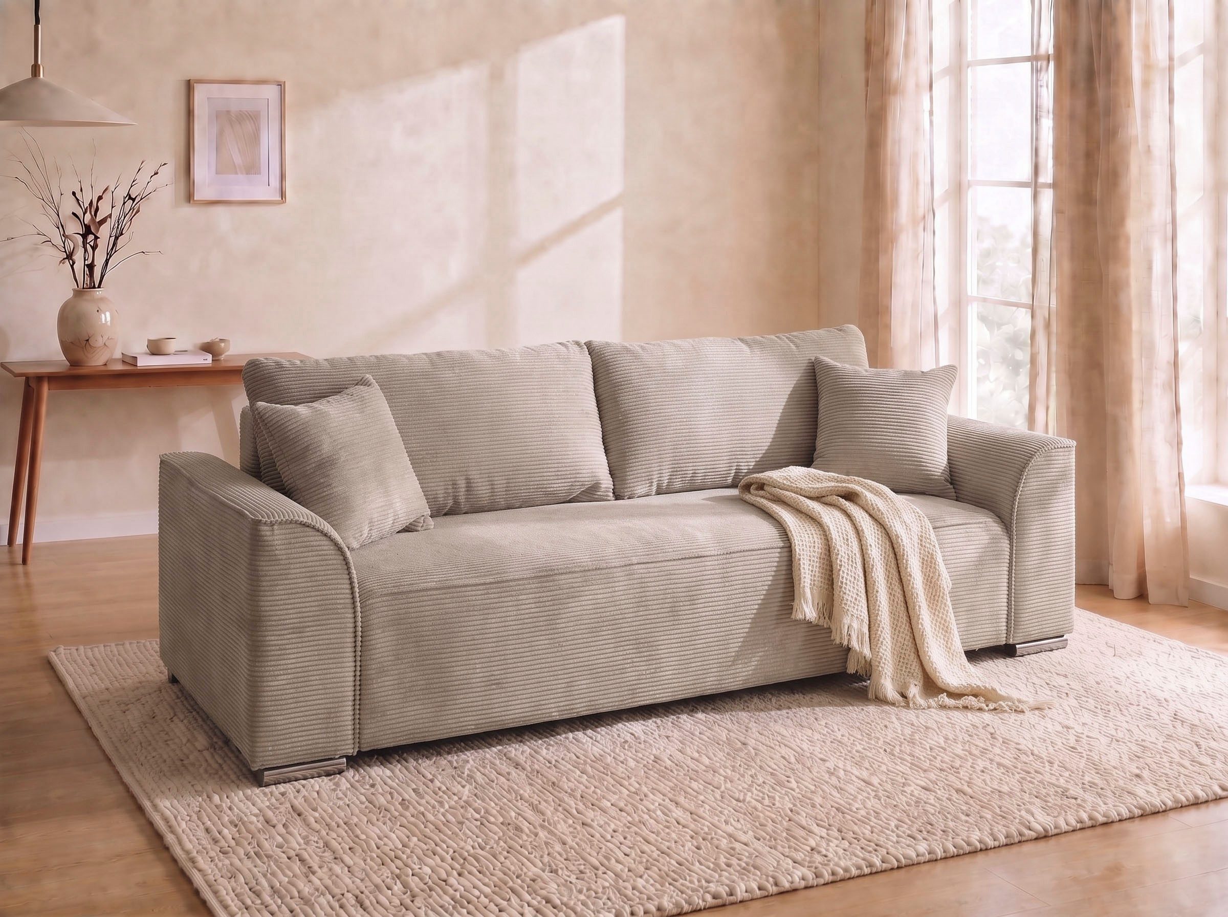 COLLECTION AB Schlafsofa Sara B: 241 cm, Liegefl. 137x195 cm, Bettkasten, optional mit Topper, Schlaffunktion, Couch mit Bonnellfederkern, Gästebettfunktion