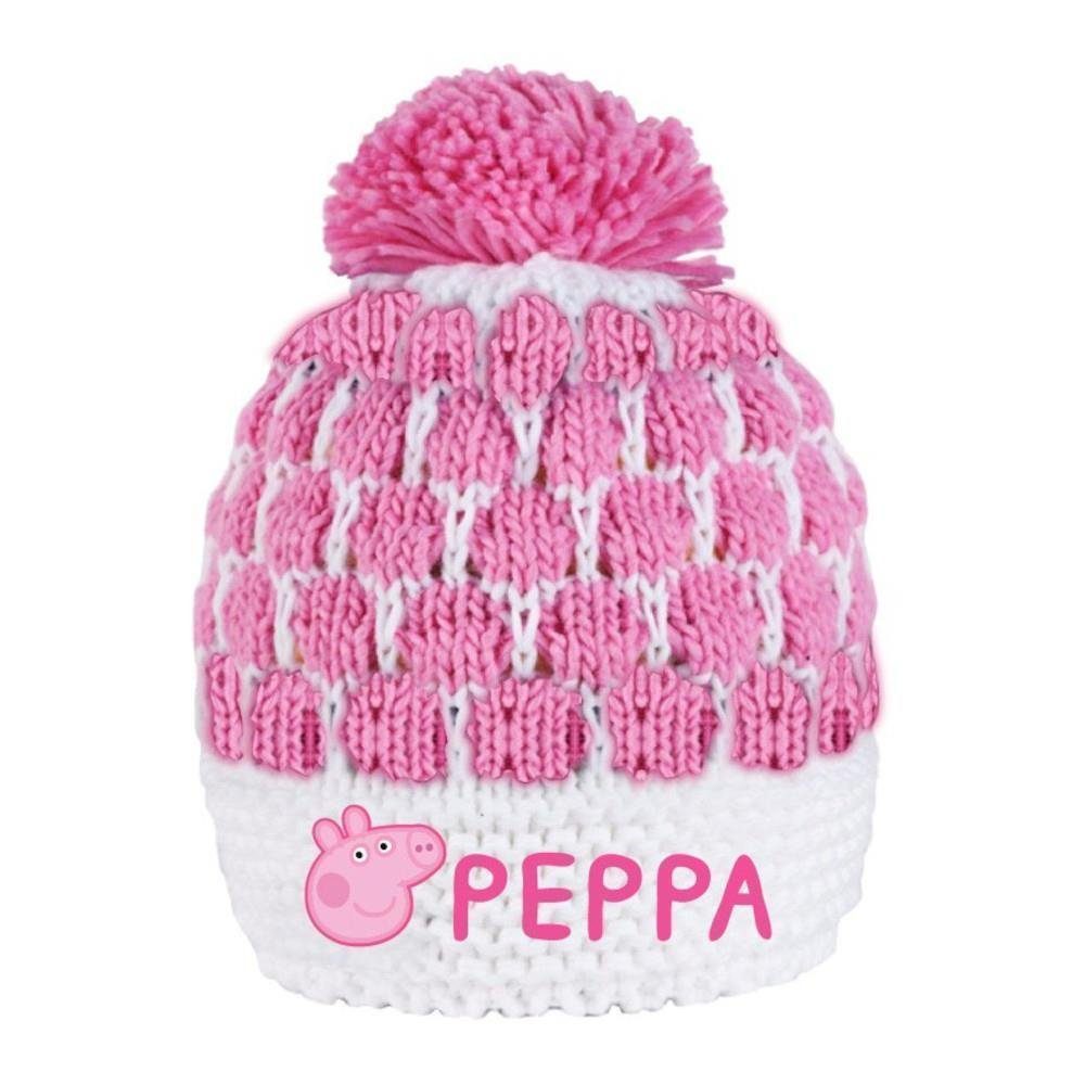 EplusM Strickmütze Warme Peppa Pig Strickmütze mit Bommel / Pompons, Bommelmütze, Größen