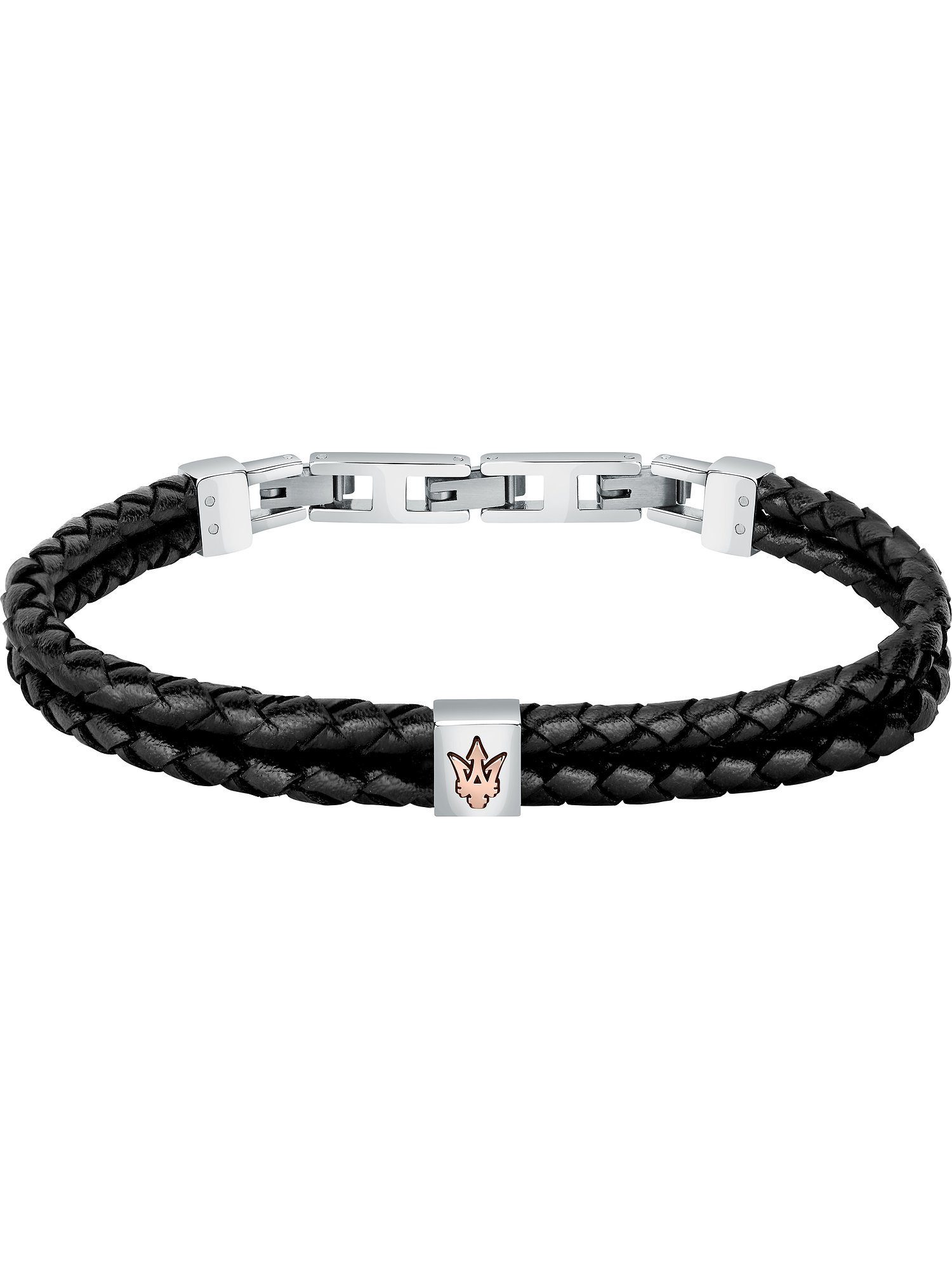 MASERATI Edelstahlarmband Maserati Herren-Armband Edelstahl, Leder, recycelt