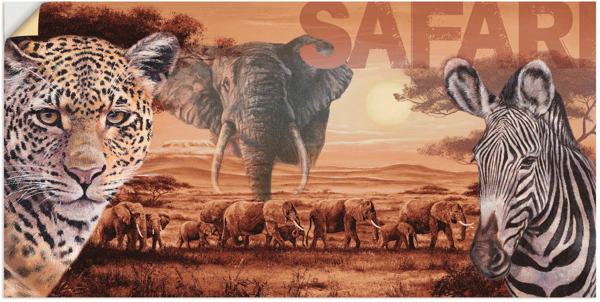 Artland Wandbild Safari, Wildtiere (1 St), als Alubild, Leinwandbild, Wandaufkleber oder Poster in versch. Größen