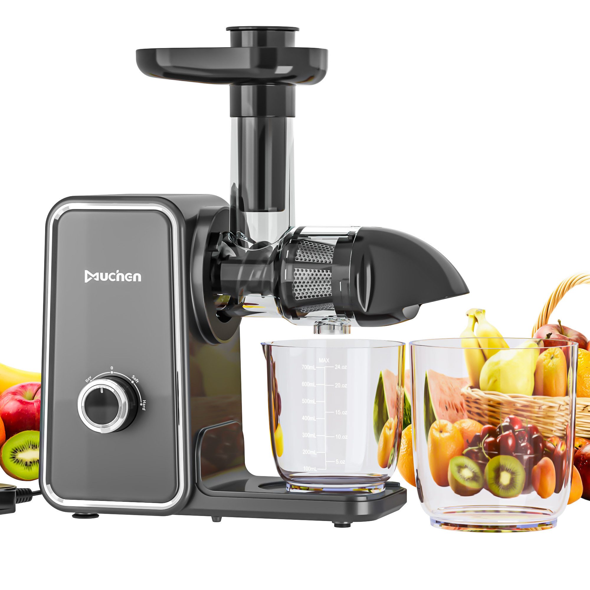 muchen Slow Juicer Entsafter für Gemüse & Obst mit Umkehr Funktion 150W Hohe Saftausbeute