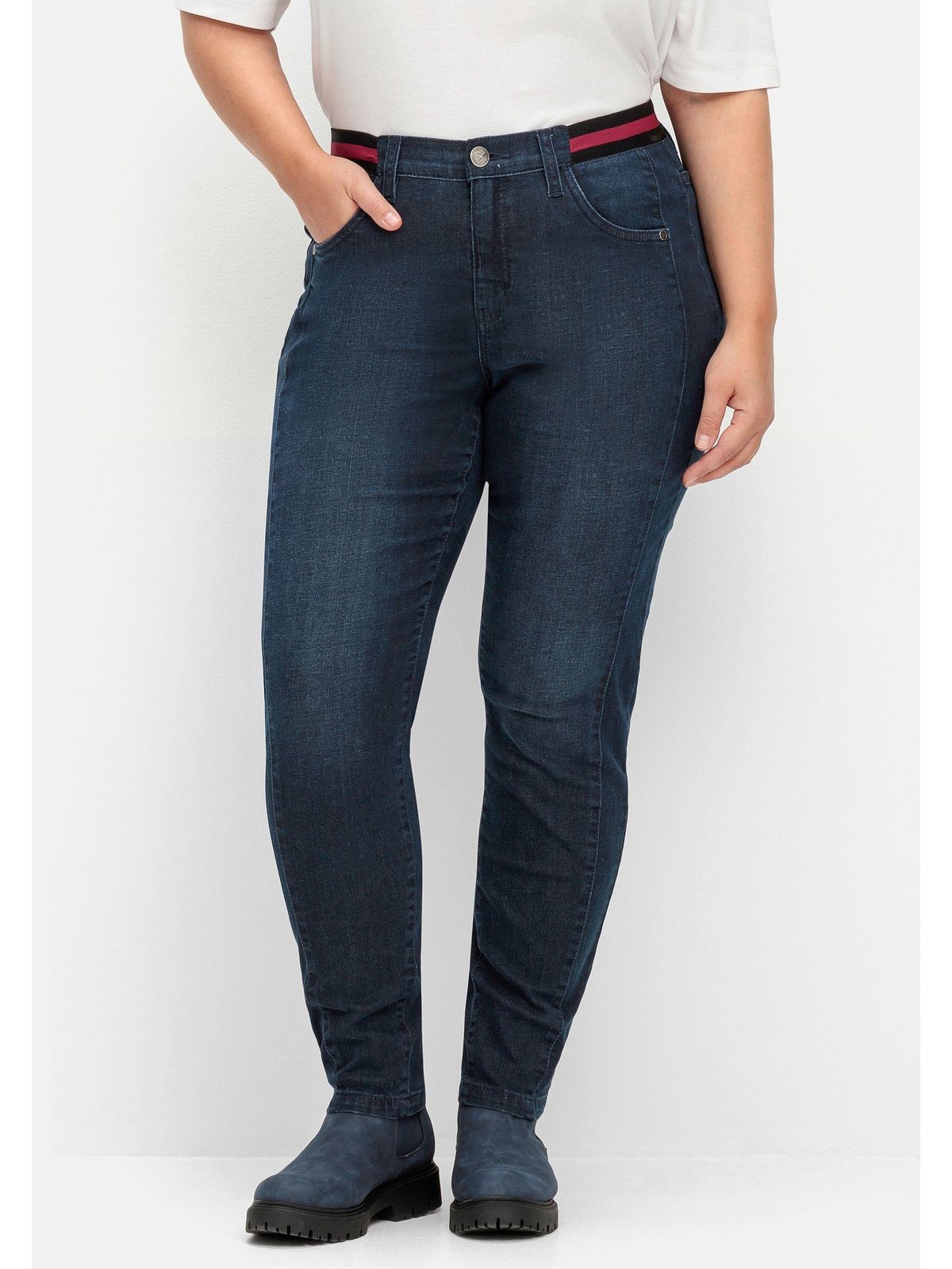 gestreiftem, Größen elastischen Stretch-Jeans Bund Sheego mit Große