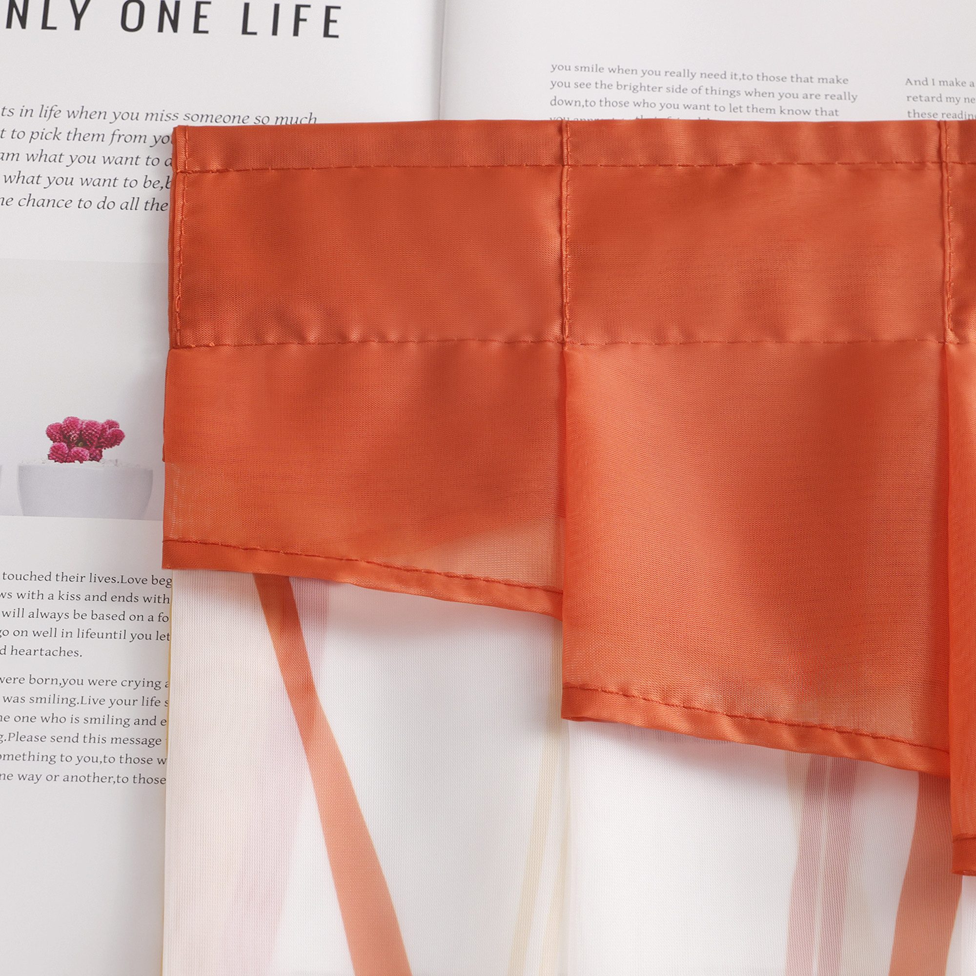 Joyswahl Scheibengardine (1 St), Stangendurchzug, transparent, Tunnelzug Voile Kurzstore,für Kleinfenster, Wellen Druck