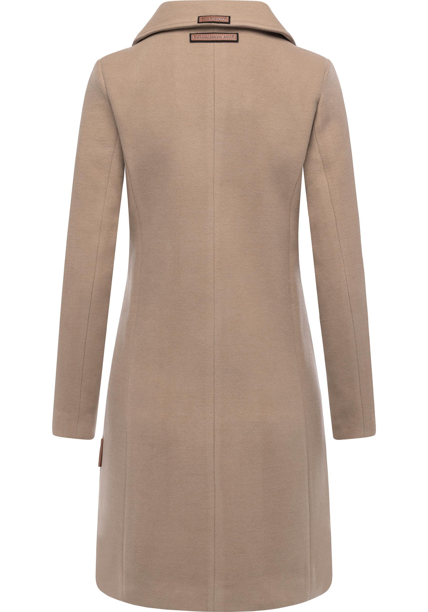 Marikoo Kurzmantel Nanakoo edler Damen Trenchcoat in Wollmantel-Optik