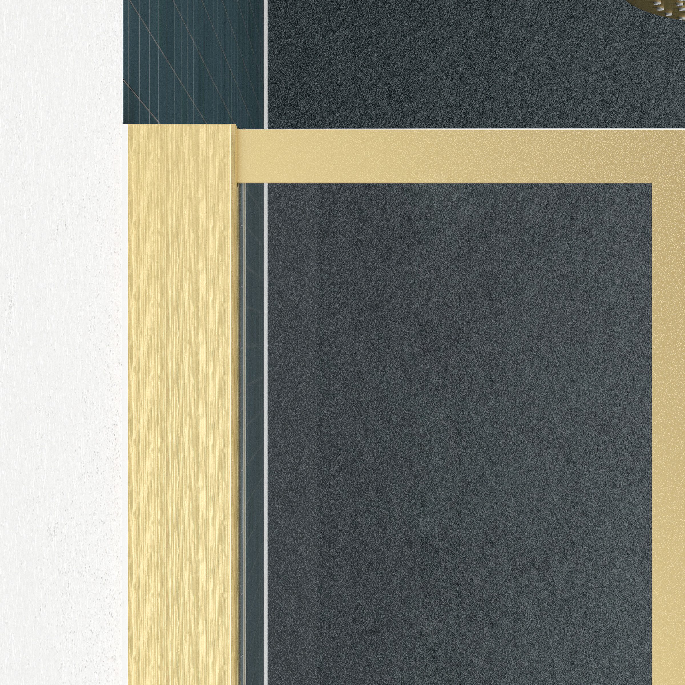 Marwell Walk-in-Dusche Bricks Gold, Einscheibensicherheitsglas, mit goldenen Siebdruck