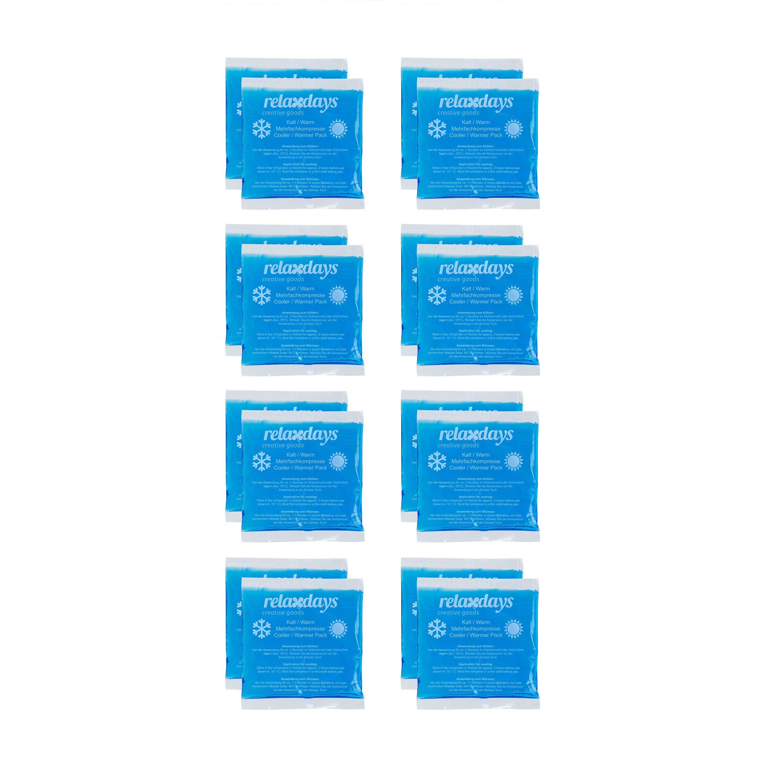relaxdays Kühlpad Kühlpads rechteckig 16er Set blau, 16-tlg.