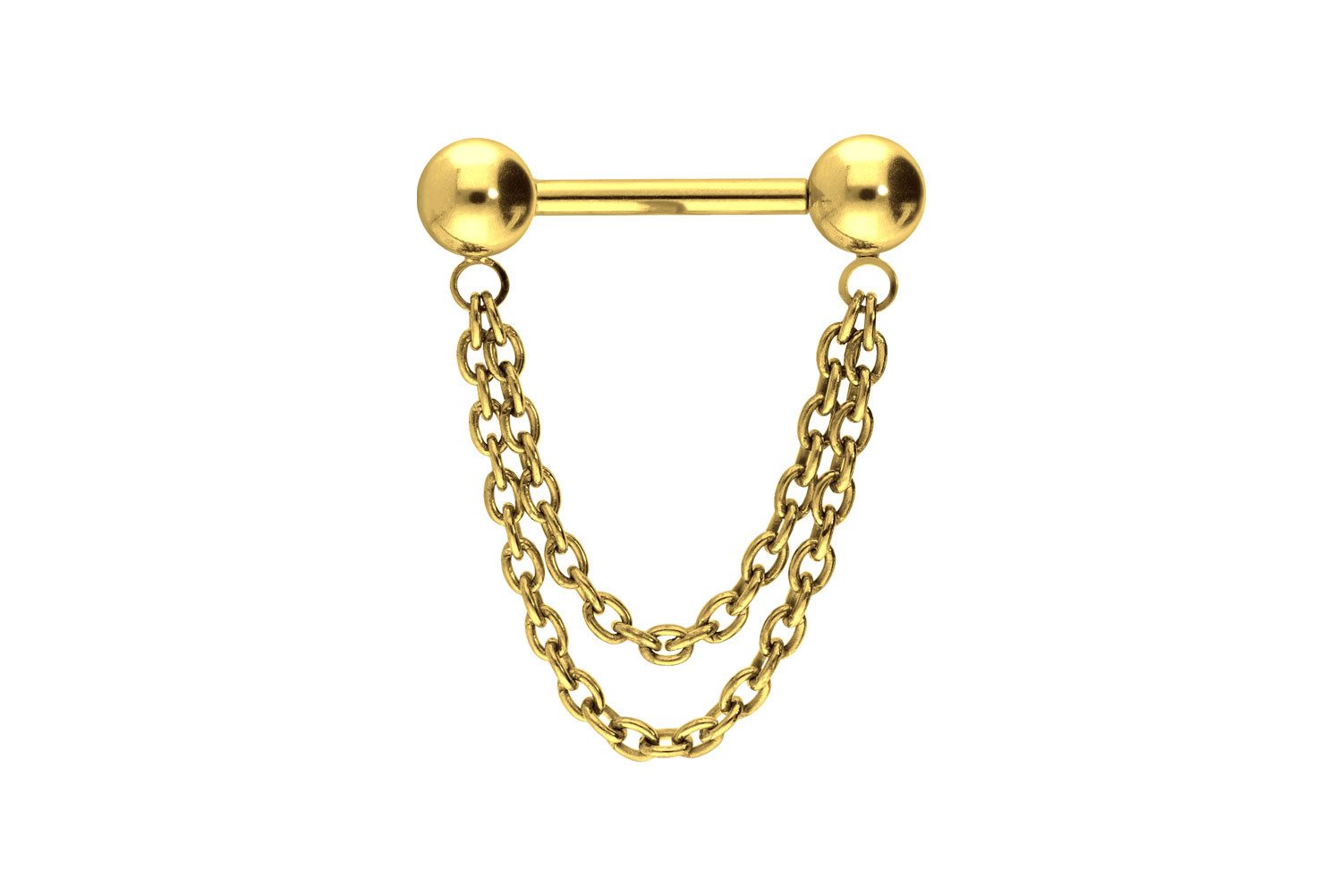 PIERCINGLINE Brustwarzenpiercing Titan Barbell mit Push Fit 2 KETTEN (Barbells, 1-tlg)