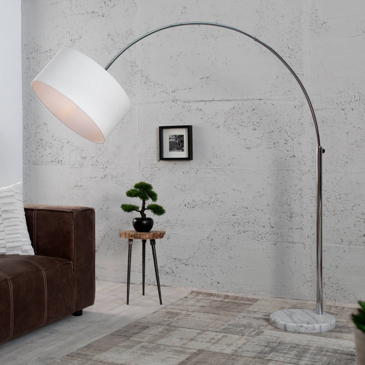Licht-Erlebnisse Stehlampe CURVATURA, ohne Leuchtmittel, Stehlampe Weißer  Schirm 170cm Lampe Wohnzimmer