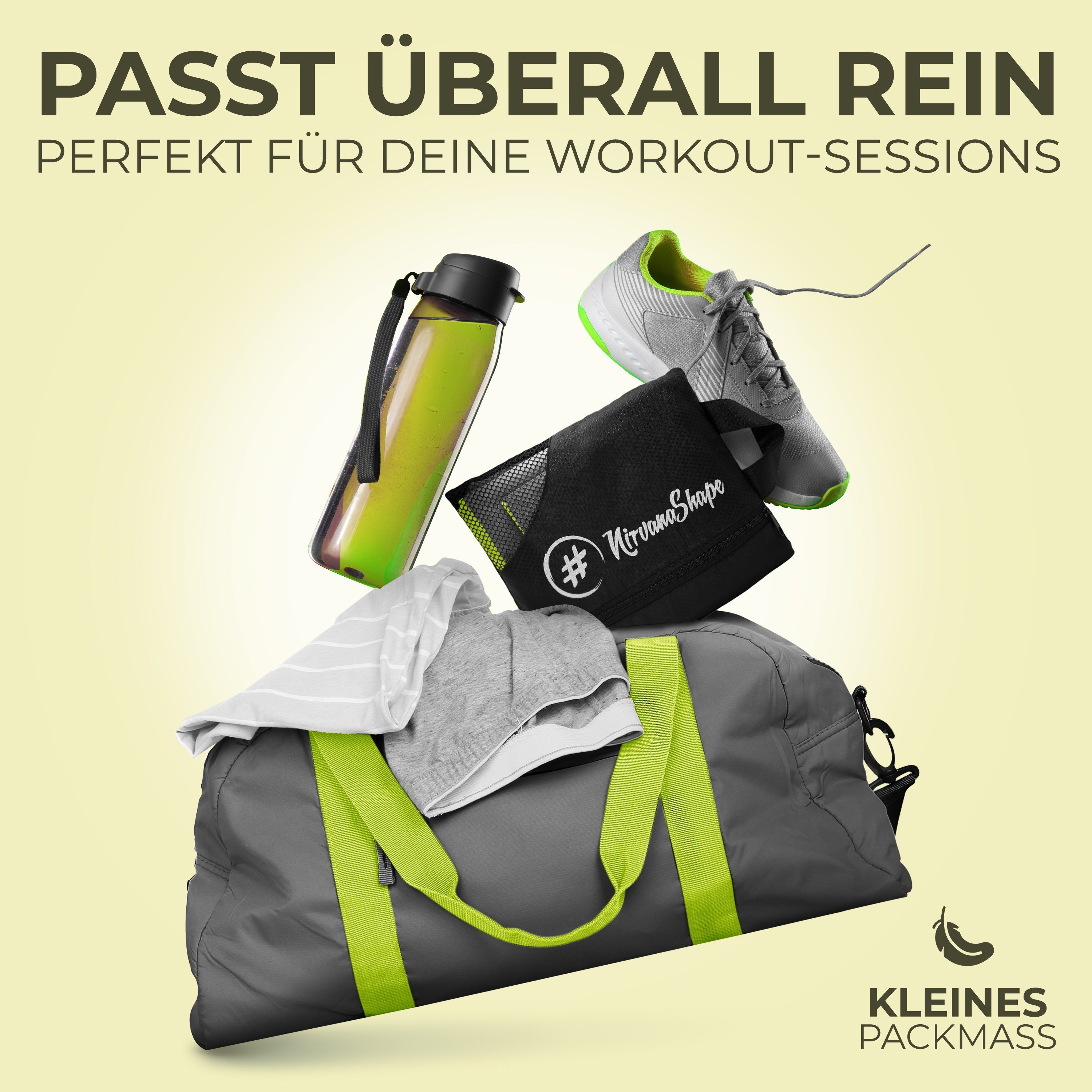 NirvanaShape Reisehandtuch Mikrofaser Handtücher Set, Badehandtuch, Reisehandtuch, Strandtuch, Ecktasche mit Reißverschluss, saugfähig, leicht, schnelltrocknend