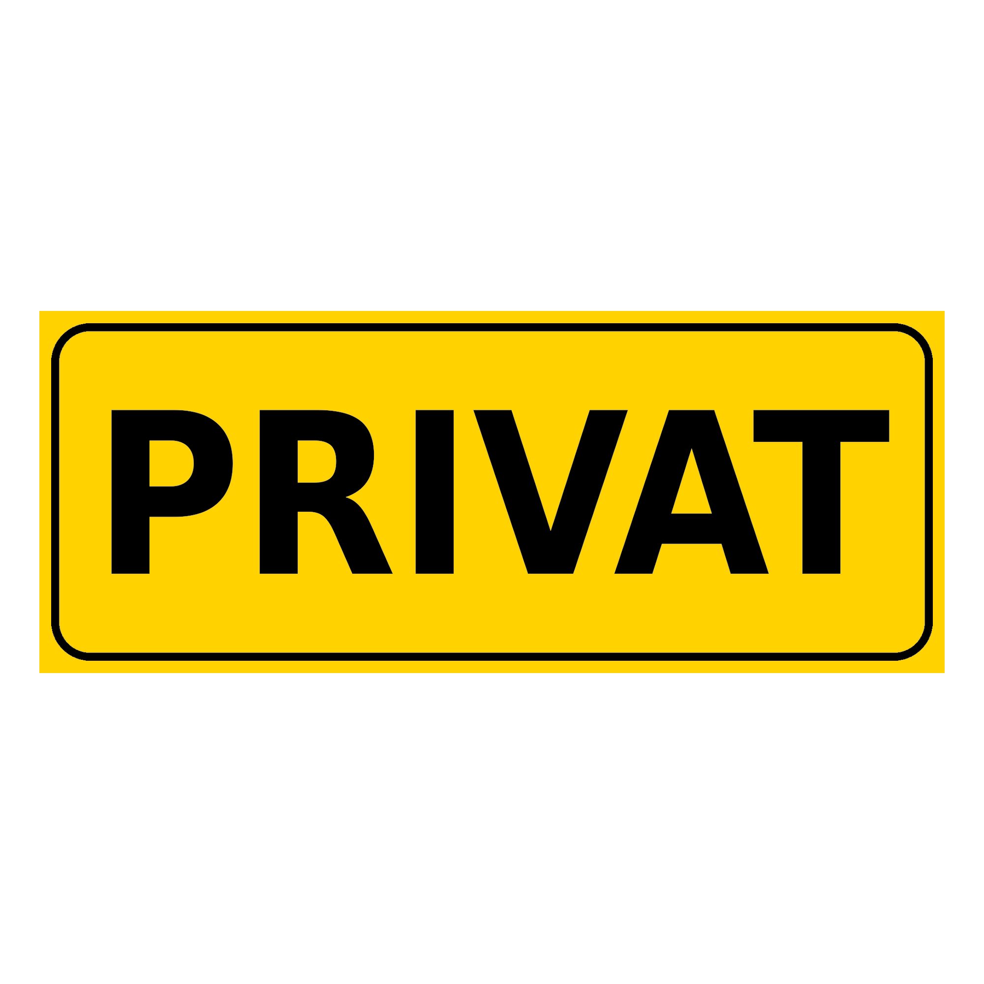 Nomiro Hinweisschild NOMIRO Türschild Hinweisschild Privat 15x6 cm - Kunststoff gelb schwar, (1 St), selbstklebend, lasergraviert