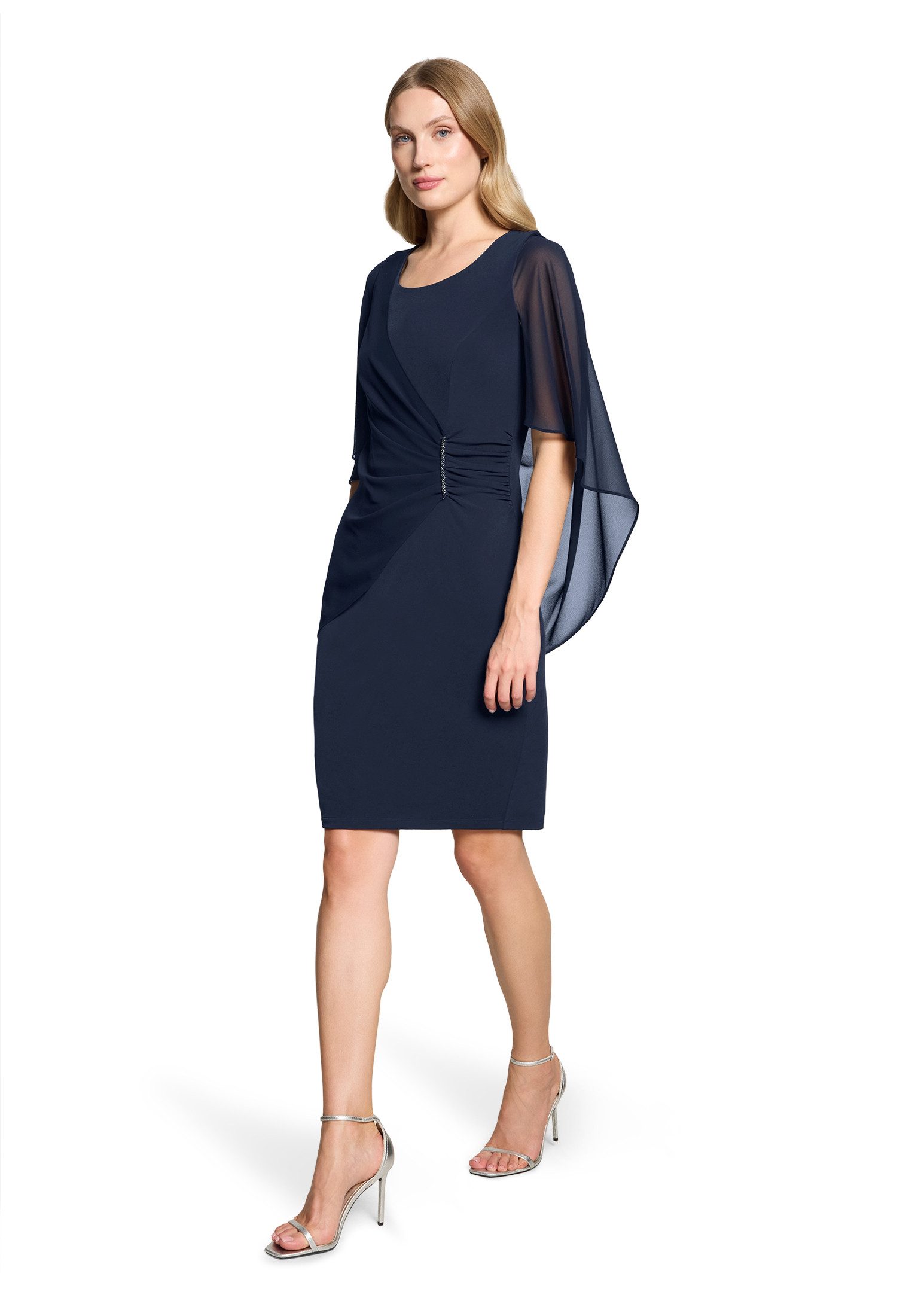 Vera Mont Cocktailkleid Damen mit Raffung Materialmix
