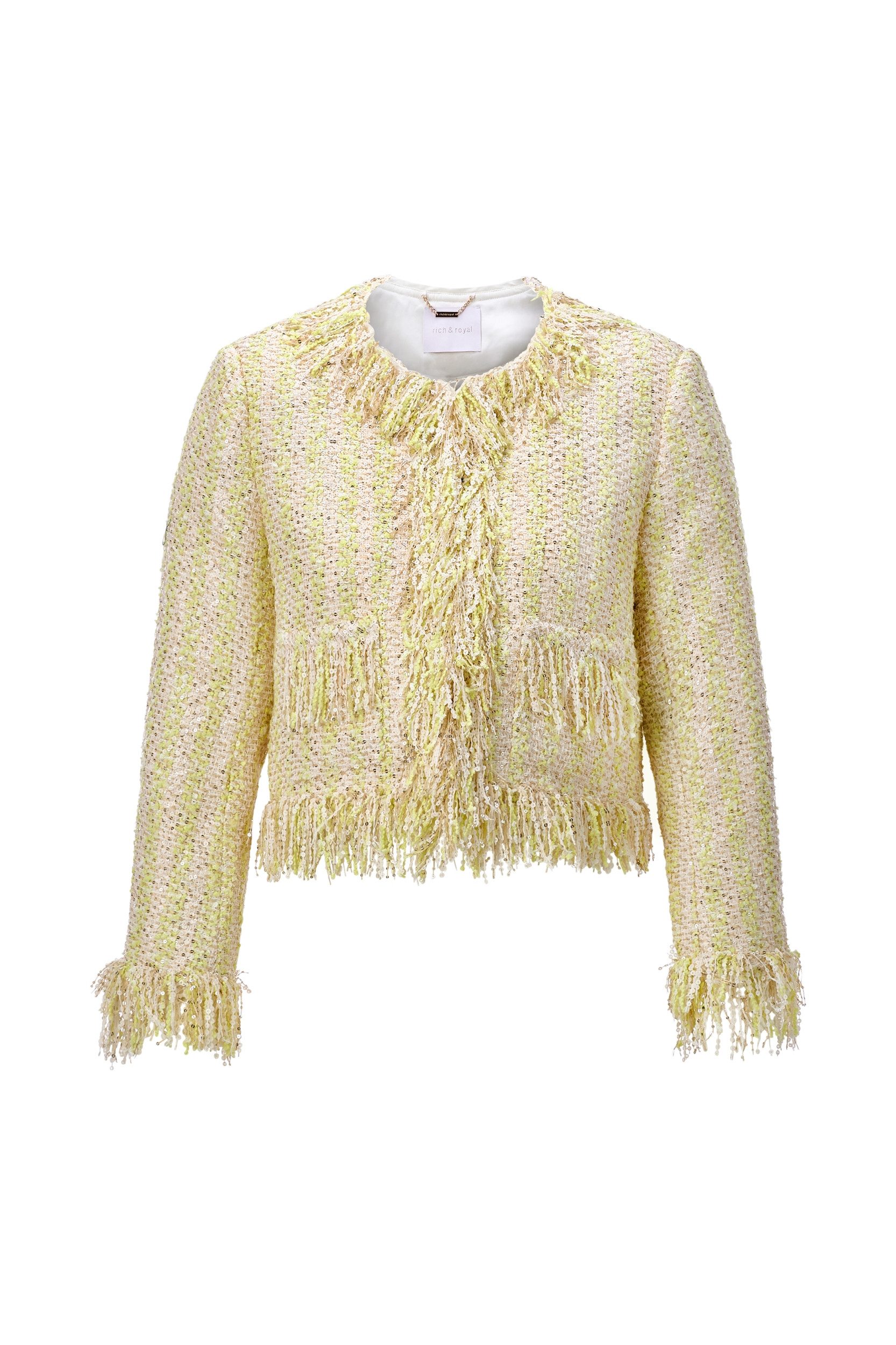 RICHROYAL Kurzblazer Short boucle jacket with fringes