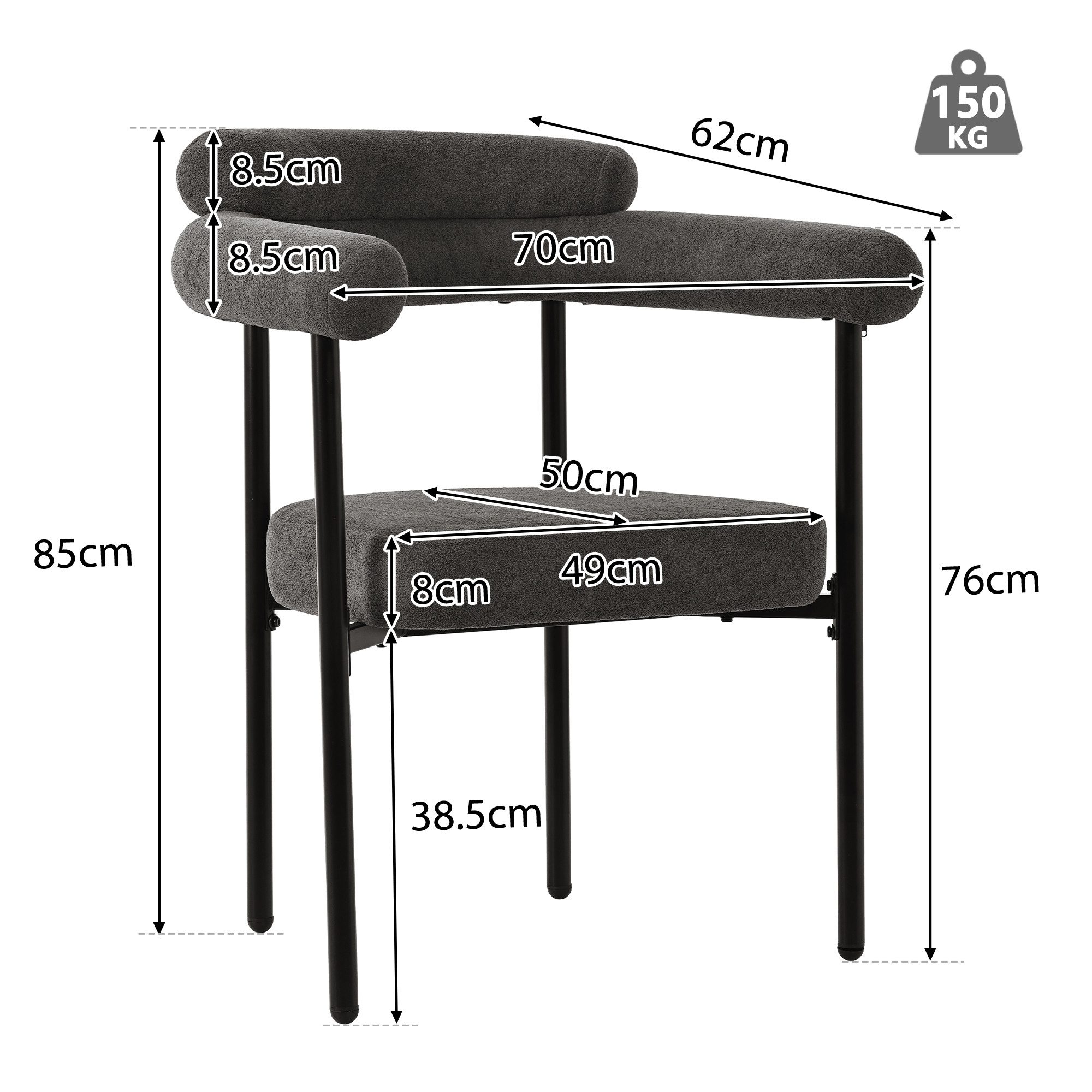 Flieks Esszimmerstuhl (Set, 2 St), 2er Set Polsterstühle Wohnzimmer Samt Küchenstühle Eisengestell