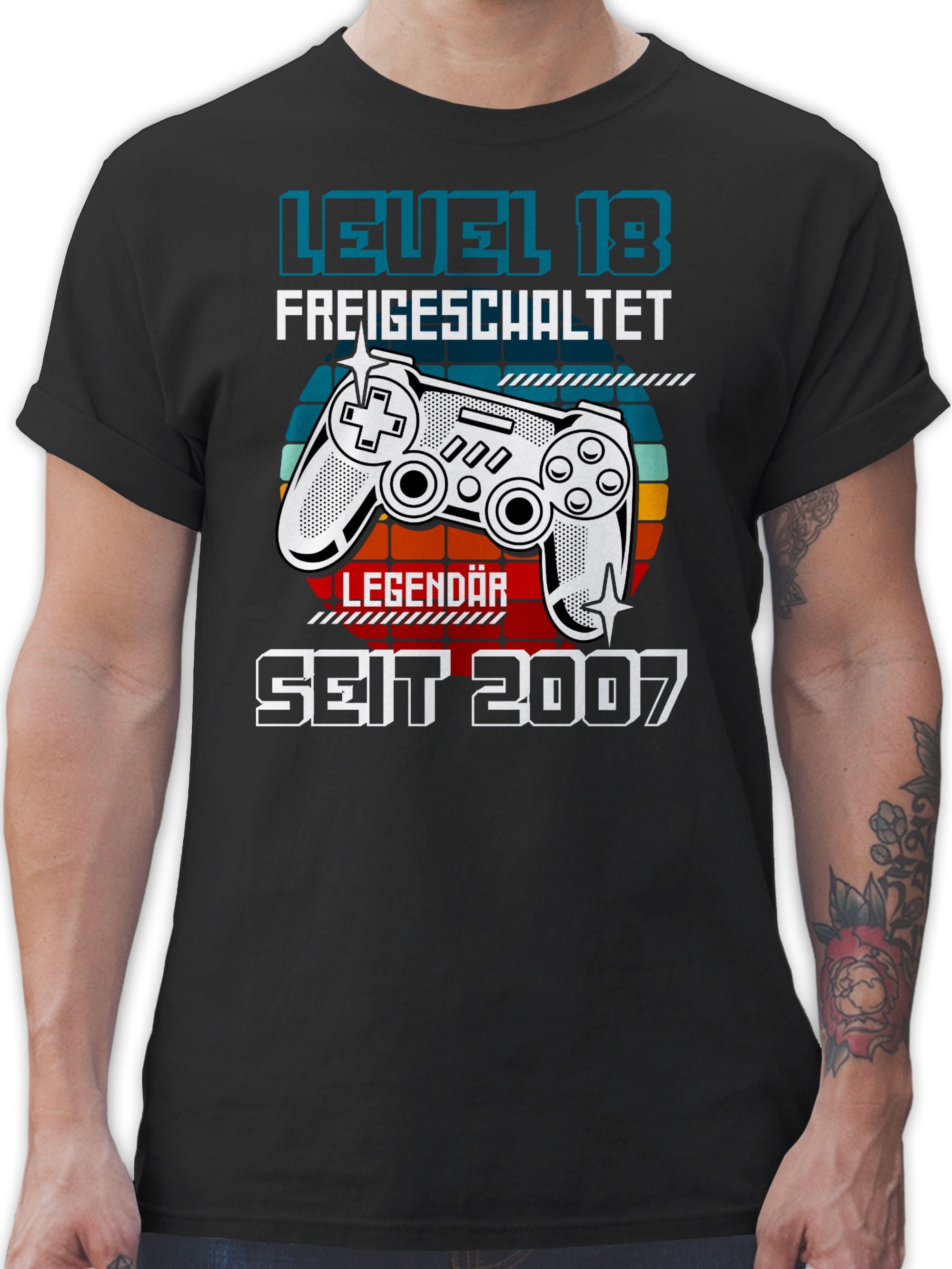 T-Shirt Geschenke 18 Geburtstag Geschenkidee - Level 18 freigeschaltet legendä