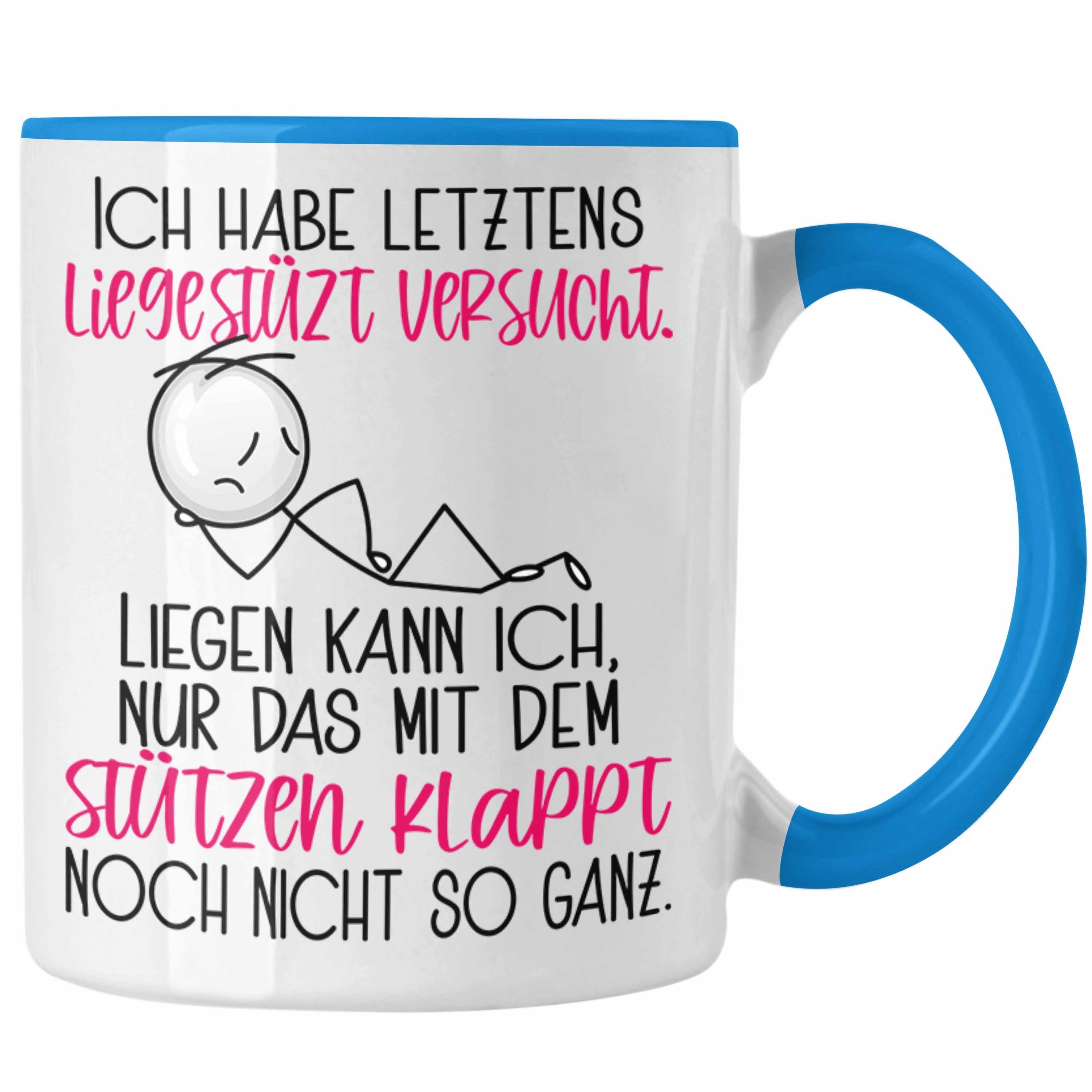 Trendation Tasse Witziger Spruch Tasse Geschenkidee für Frauen Ich Habe Letztens Lieges Blau | Teetassen