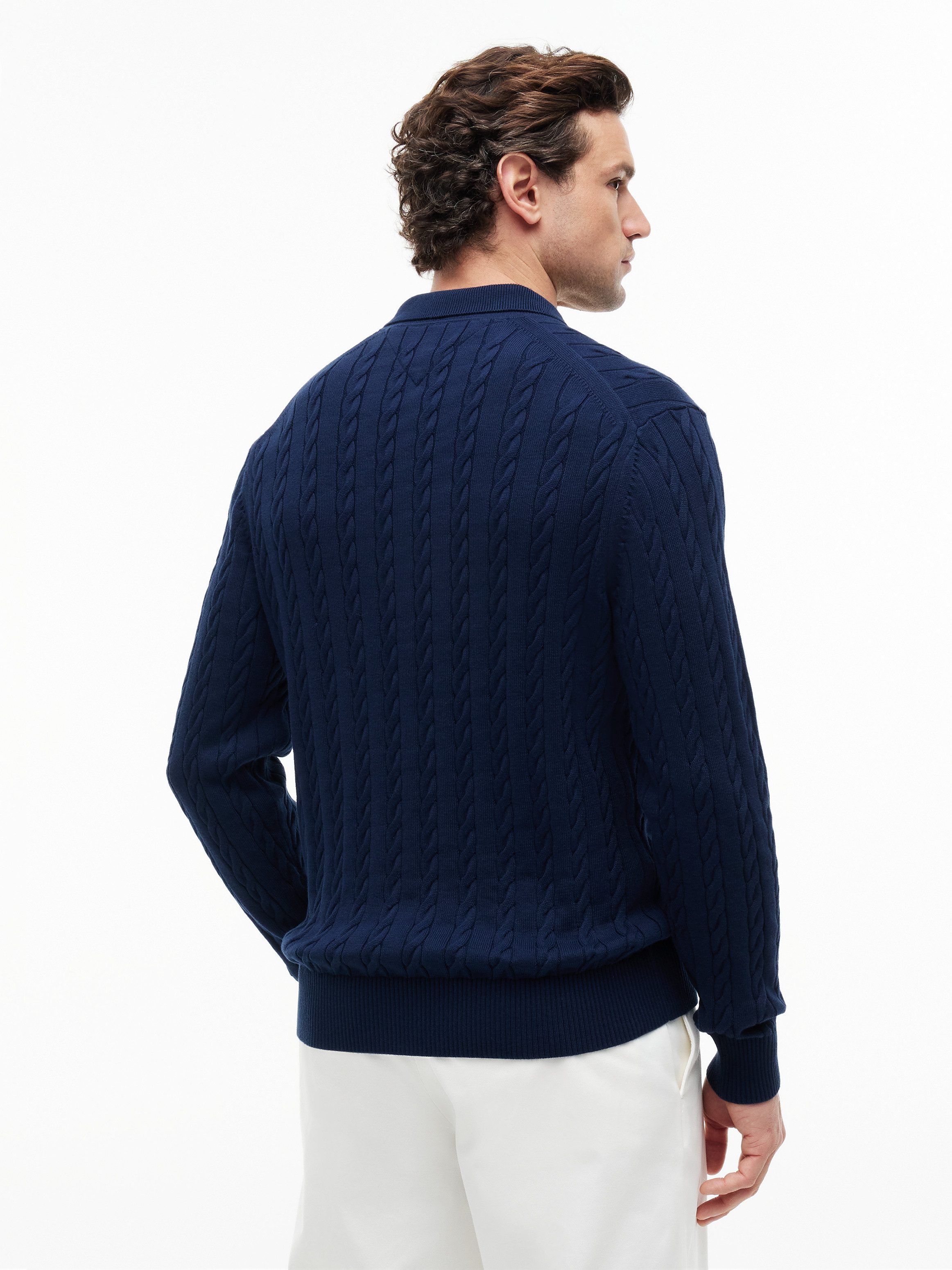 Tommy Hilfiger Polokragenpullover CLASSIC COTTON CABLE mit Zopfmuster, regular fit