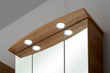 Saphir Spiegelschrank Quickset 919 Badschrank, 3 Spiegeltüren, 6 Einlegeböden, 65 cm breit inkl. LED-Beleuchtung, Türdämpfer, Schalter-/Steckdosenkombination