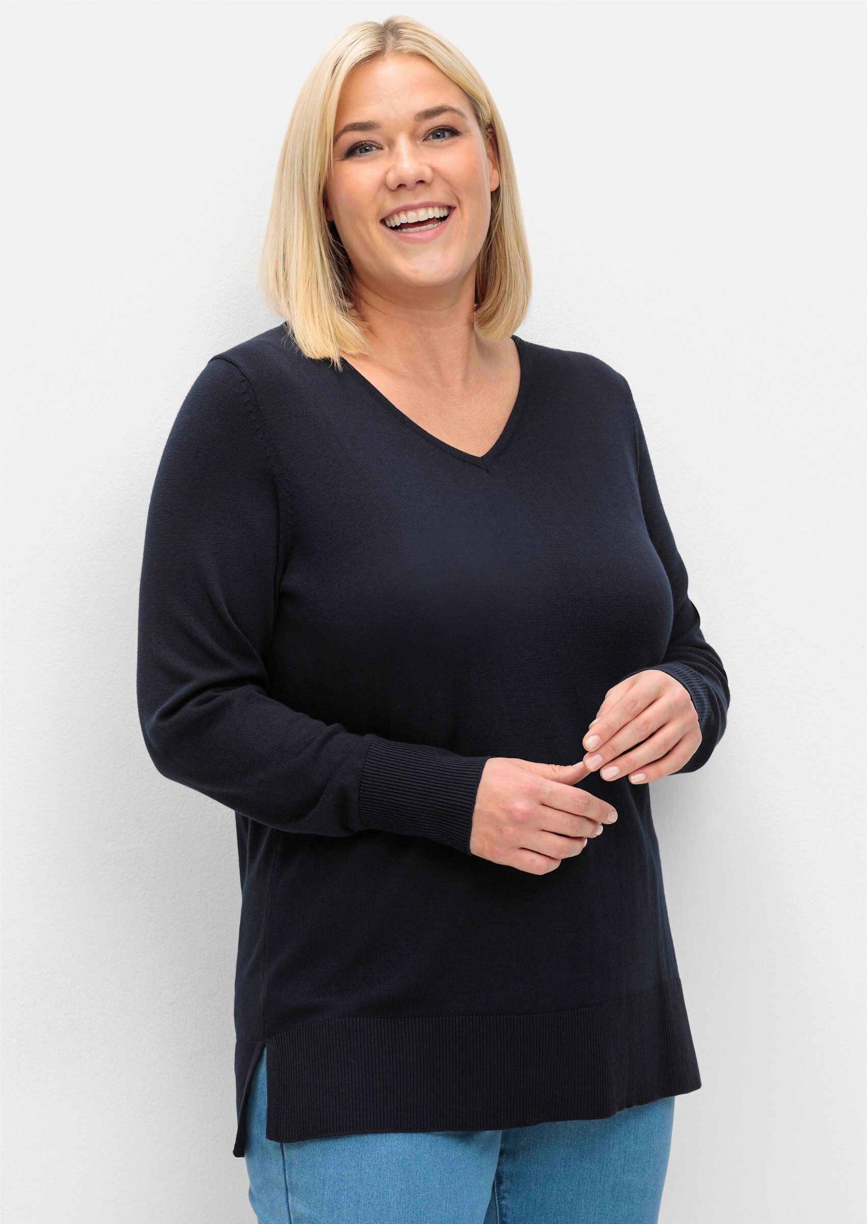 Sheego Strickpullover Strickpullover . aus leichtem Feinstrick günstig online kaufen