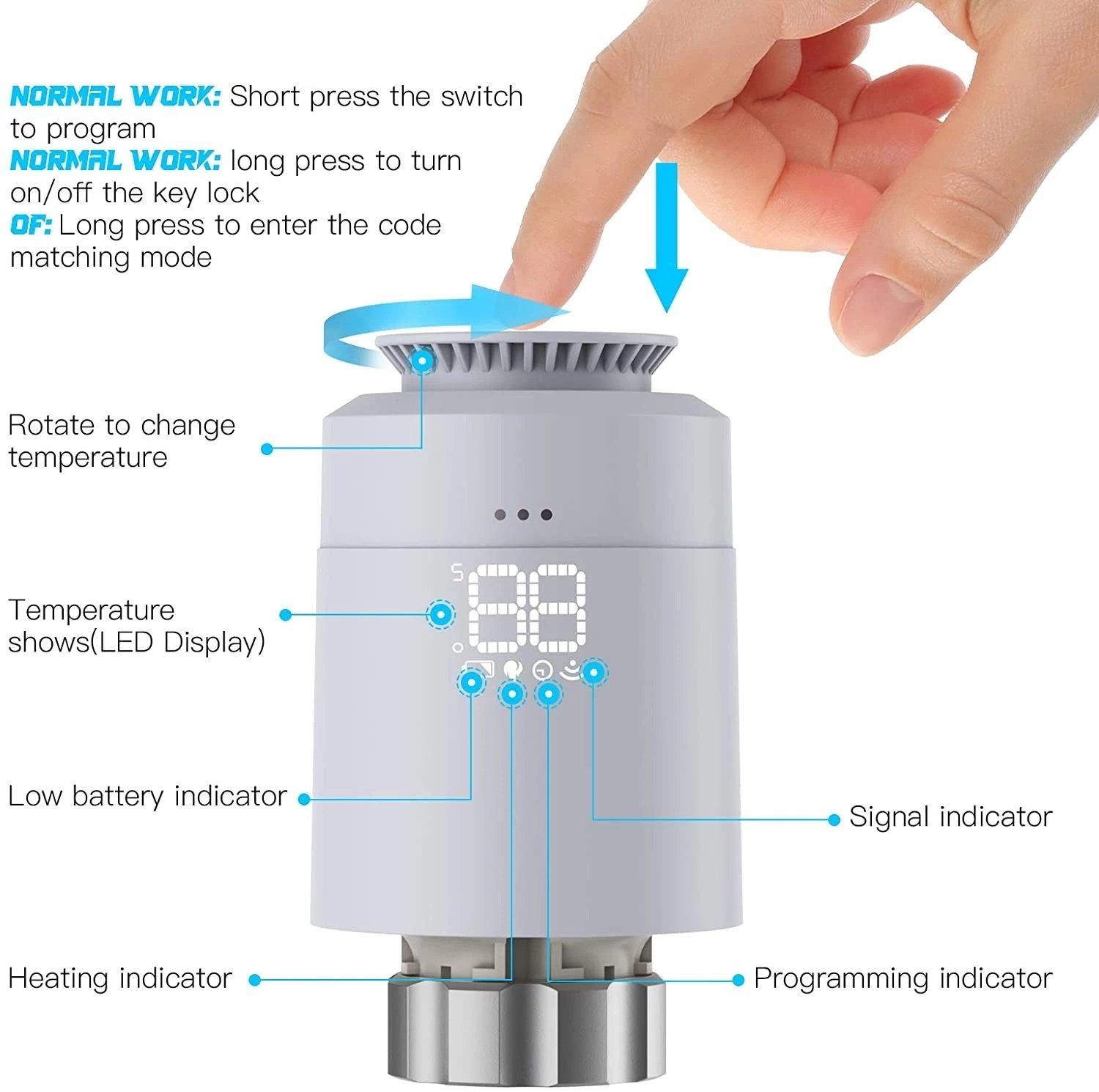 Heizungssteuerung präzisem Heizkörperventil smart Daskoo WIFI TRV-Thermostat Heizungsthermostat, mit Heizkörperthermostat