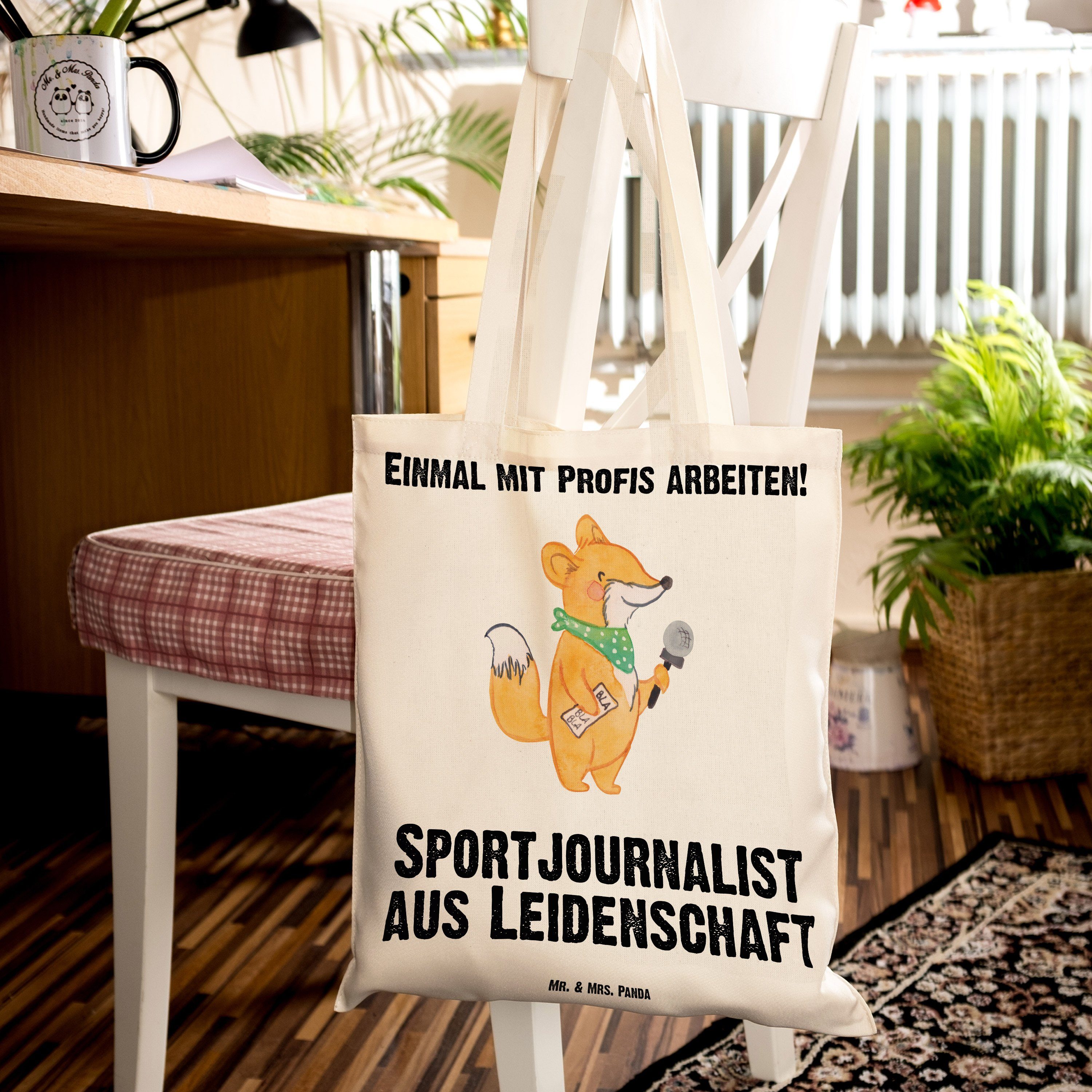 Mr. & Mrs. - Geschenk, Be aus Transparent Sportjournalist Leidenschaft Panda (1-tlg) Beutel, Tragetasche 