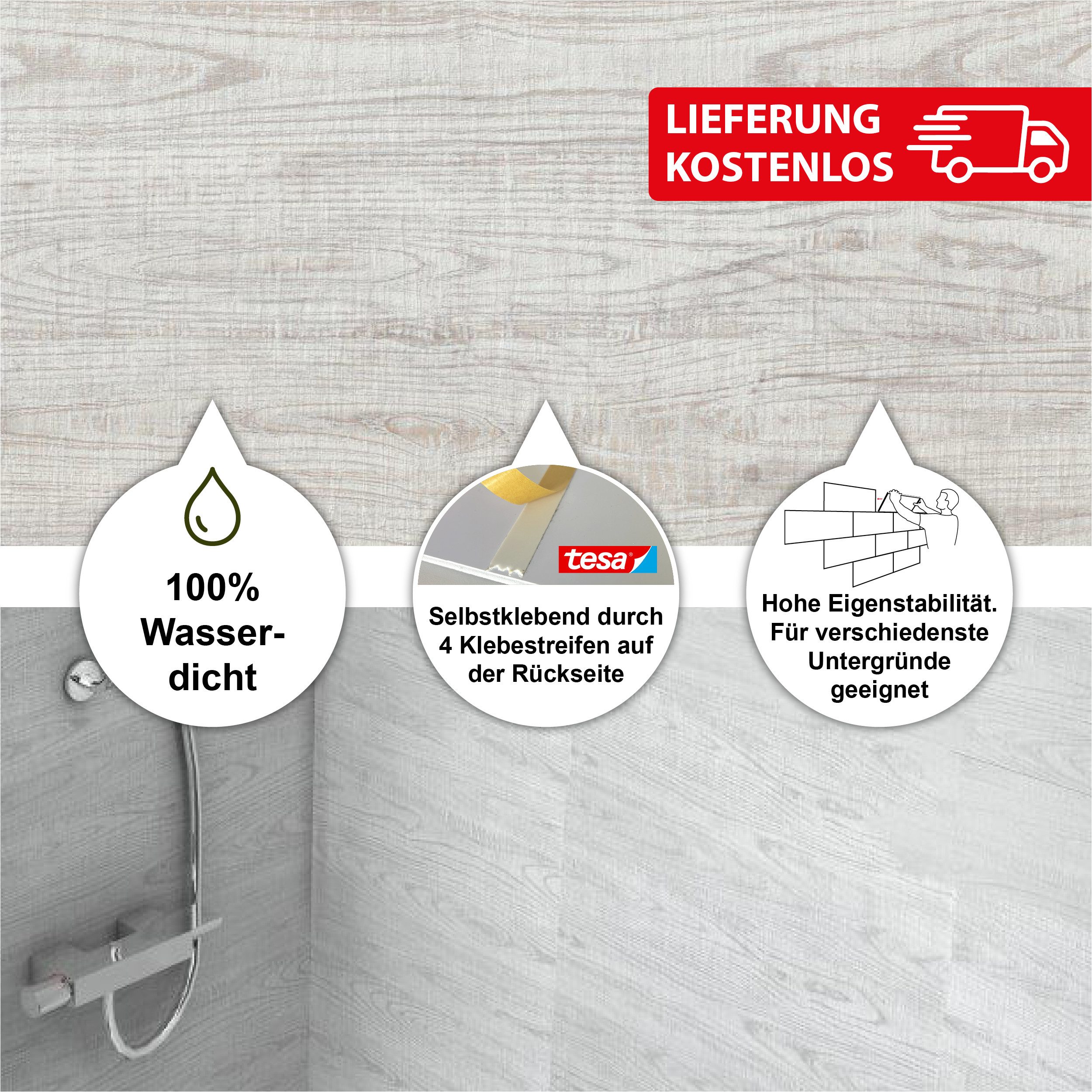 BARIDECOR Wandpaneel wasserfeste Wandfliese selbstklebend, BxL: günstig online kaufen