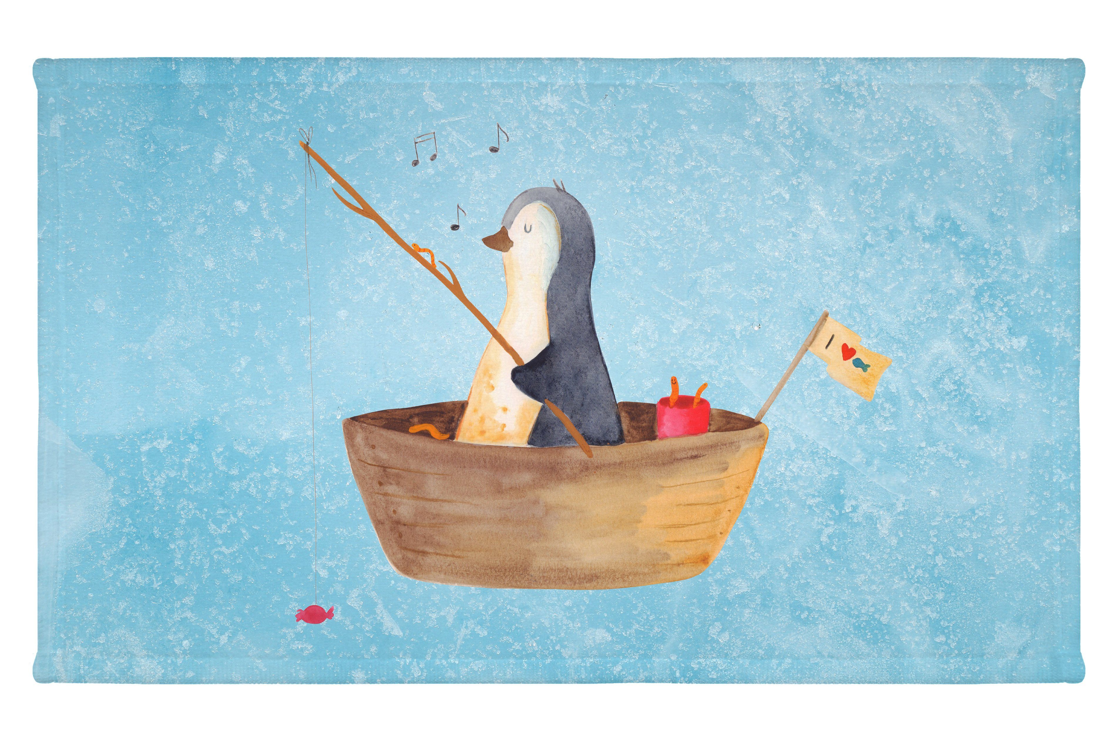 Mr. & Mrs. Panda Handtuch Pinguin Angelboot - Eisblau - Geschenk, Motivation, Gästetuch, Neuanf, (1-St)
