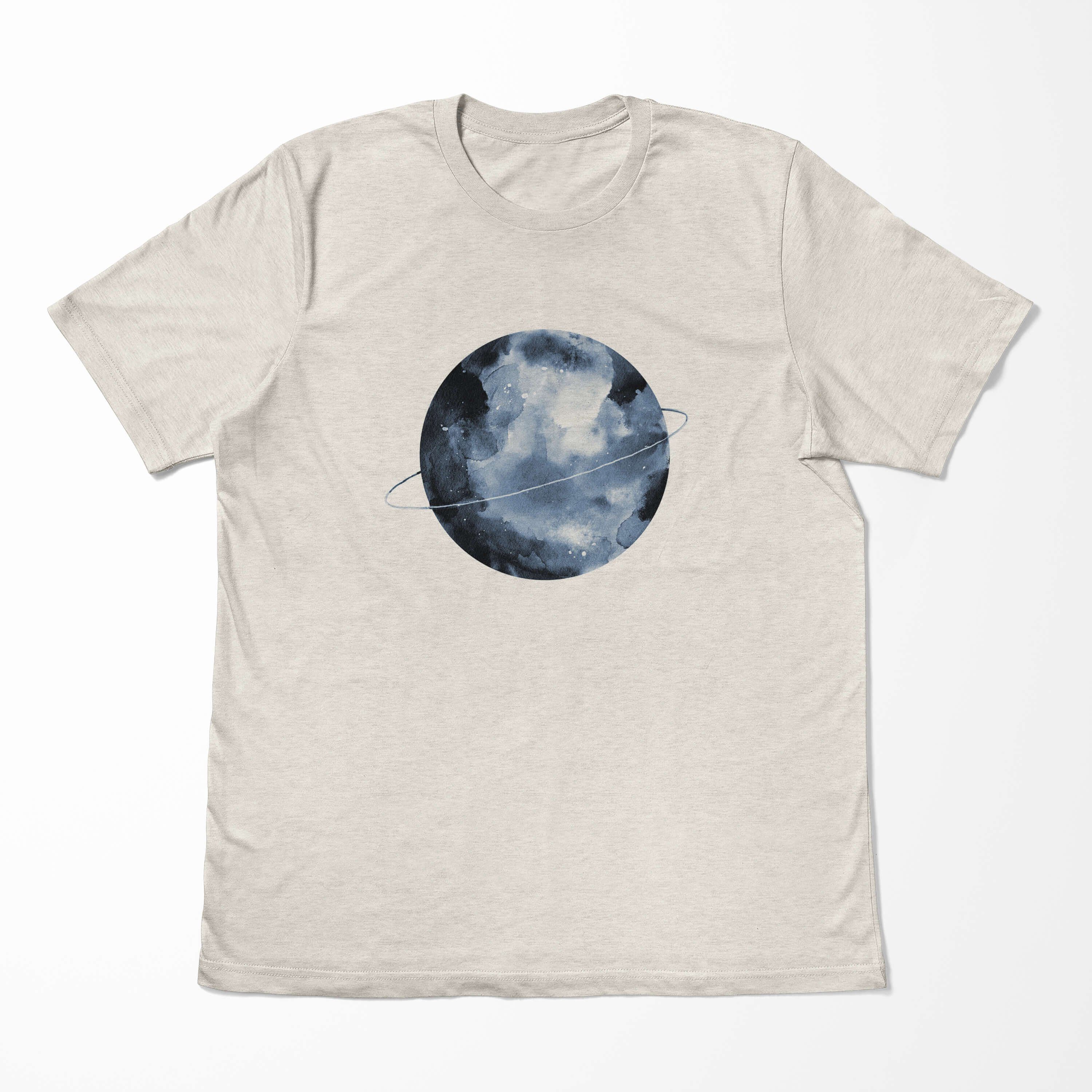 Bio-Baumwolle Art Sinus Vollmond ern Herren 100% T-Shirt T-Shirt aus Shirt Aquarell Motiv gekämmte Ökomode Nachhaltig (1-tlg)