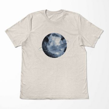Sinus Art T-Shirt Herren Shirt 100% gekämmte Bio-Baumwolle T-Shirt Vollmond Aquarell Motiv Nachhaltig Ökomode aus ern (1-tlg)