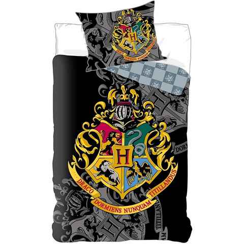 Bettwäsche Harry Potter Wende Bettwäsche Hogwarts Kopfkissen Bettdecke passend, Harry Potter, Baumwolle, 2 teilig, 100% Baumwolle