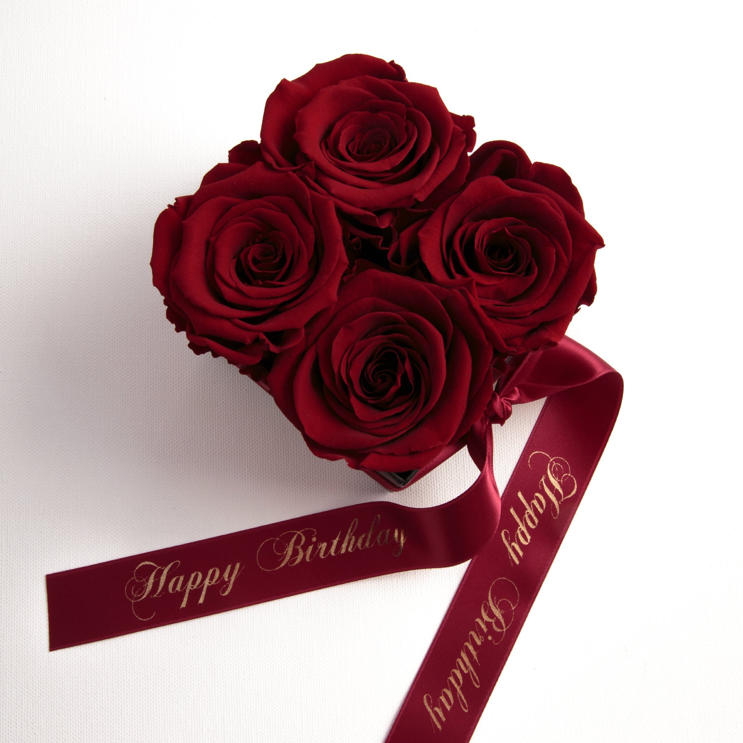 Kunstblume Infinity Rosen Rosenbox Happy Birthday Geburtstag Geschenk für Frauen Rose, ROSEMARIE SCHULZ Heidelberg, Höhe 8.5 cm, echte Rosen lang haltbar, Made  – Bild 3 von 5