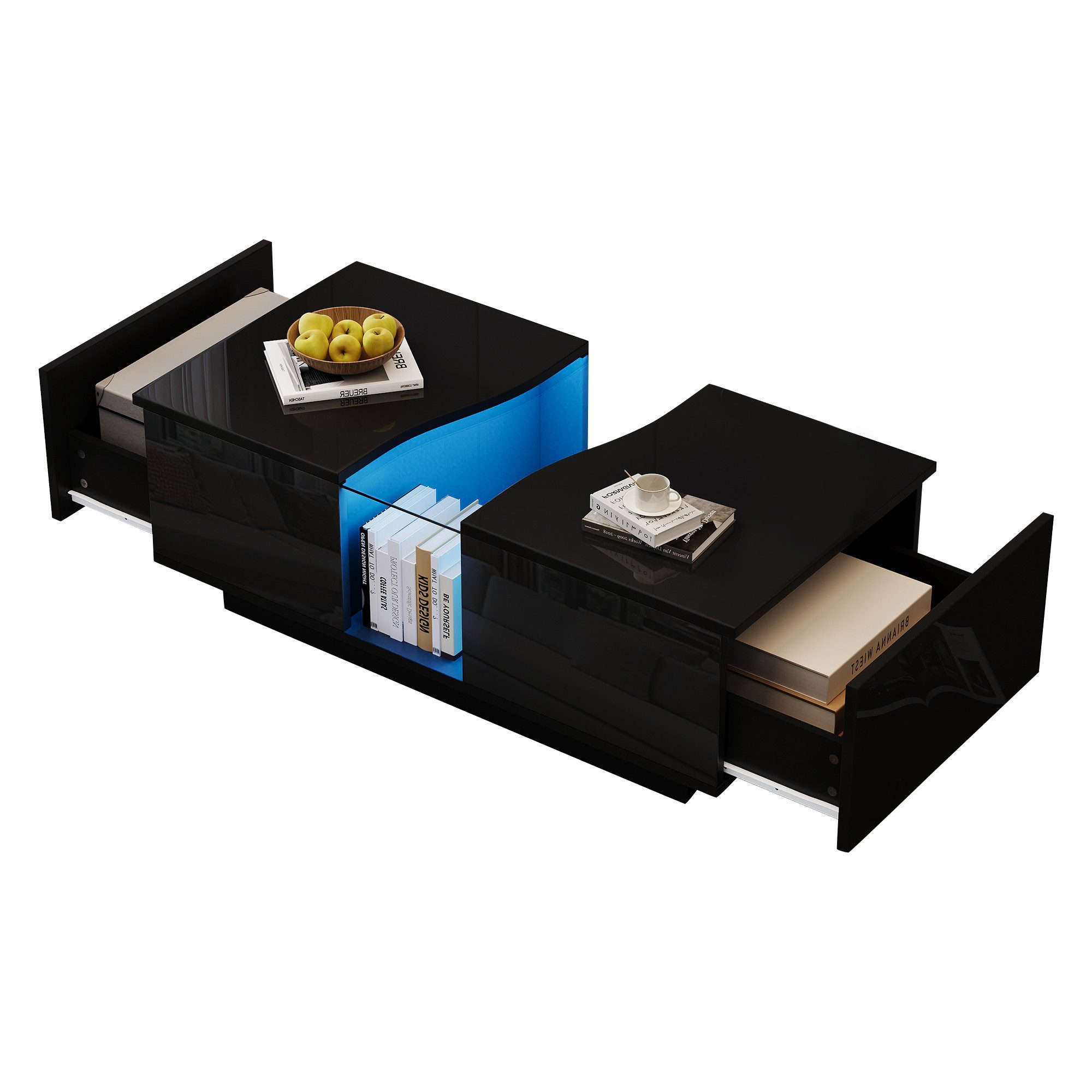 Merax Couchtisch hochglanz Sofatisch Beistelltisch mit LED-Beleuchtung (100 günstig online kaufen