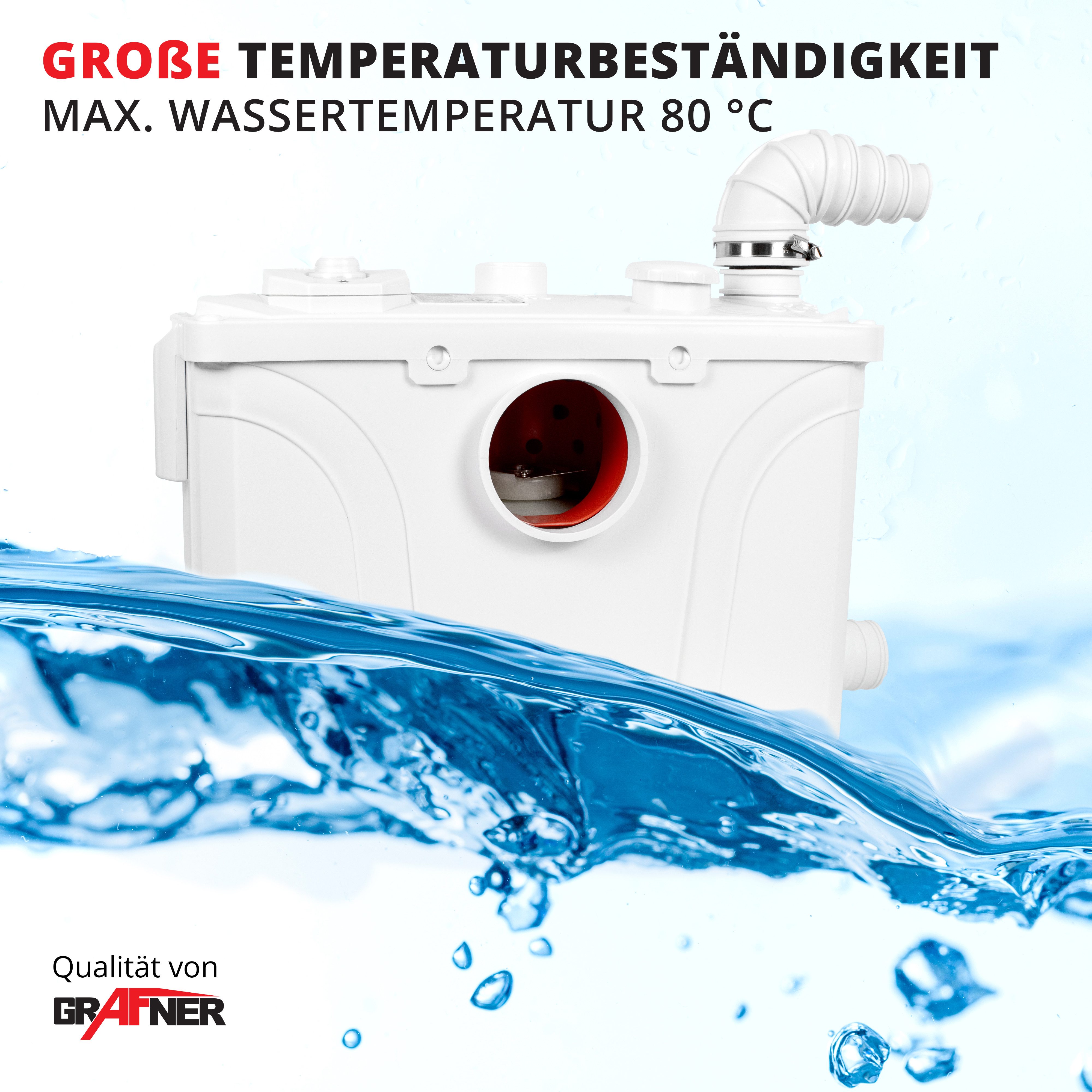 Grafner Hebeanlage WC Hebeanlage mit Schneidwerk 700W 140L/min, 140l/h Fördermenge – Bild 4 von 5