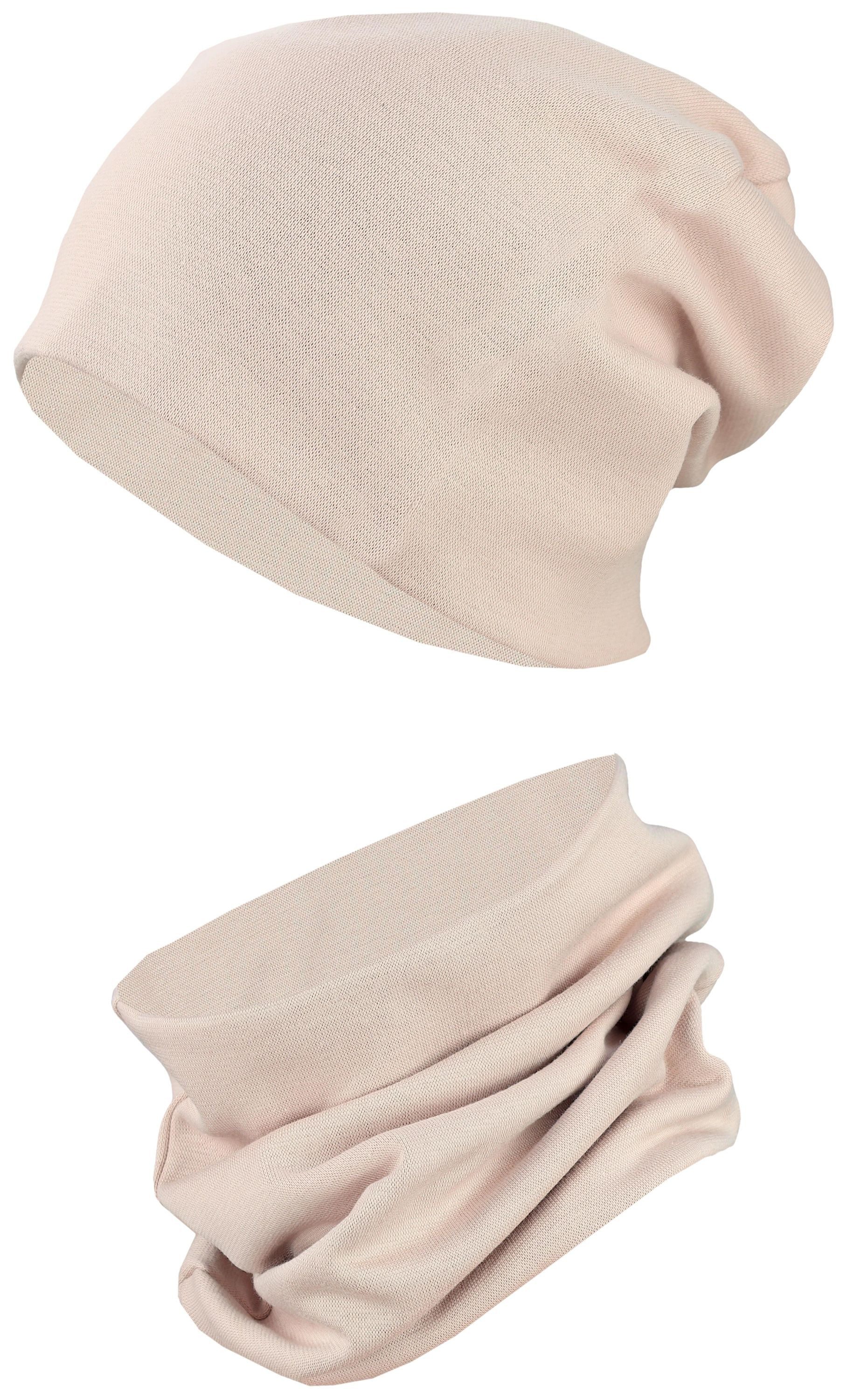 TupTam Beanie Kinder Beanie Mütze Schlauchschal Set aus Jersey und Rippstoff