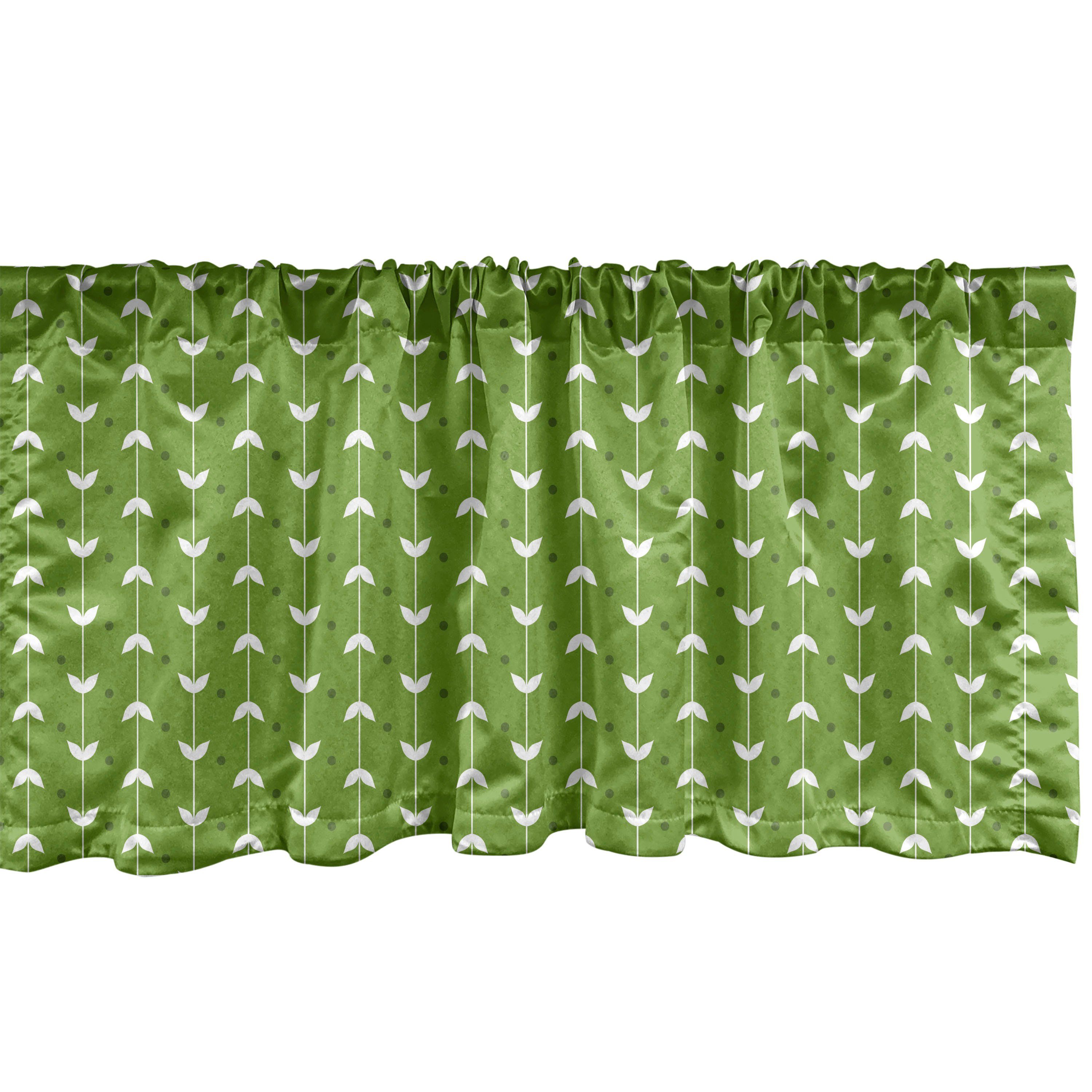 Scheibengardine Vorhang Volant für Küche Schlafzimmer Dekor mit Stangentasche, Abakuhaus, Microfaser, Blumen Vertikale Streifen mit Blättern