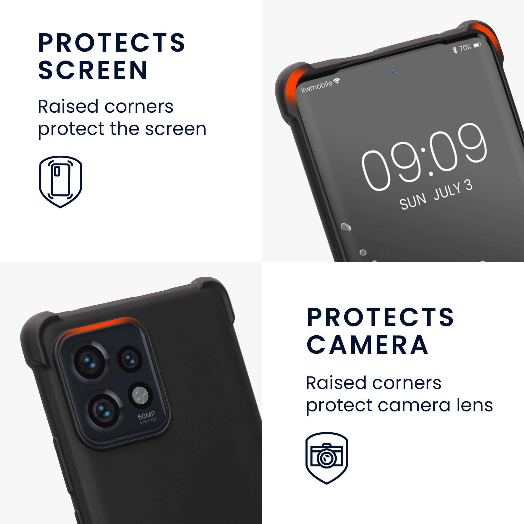 kwmobile Etui Hülle für Motorola Edge 40 Pro / Edge+ (2023), mit Metall Kette zum Umhängen - Silikon Handy Cover Case Schutzhülle