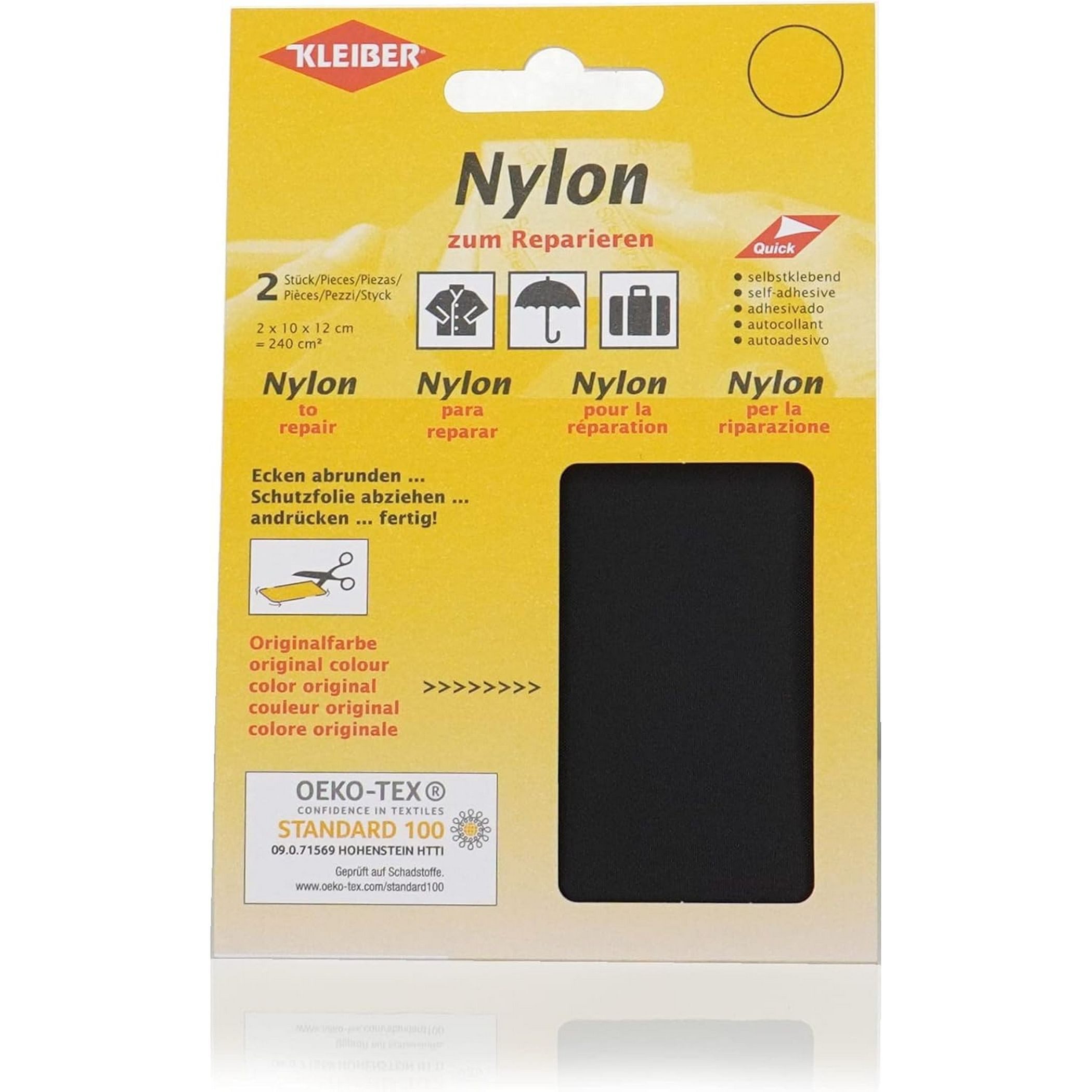 KLEIBER Nylon-Flicken, selbstklebend, schwarz