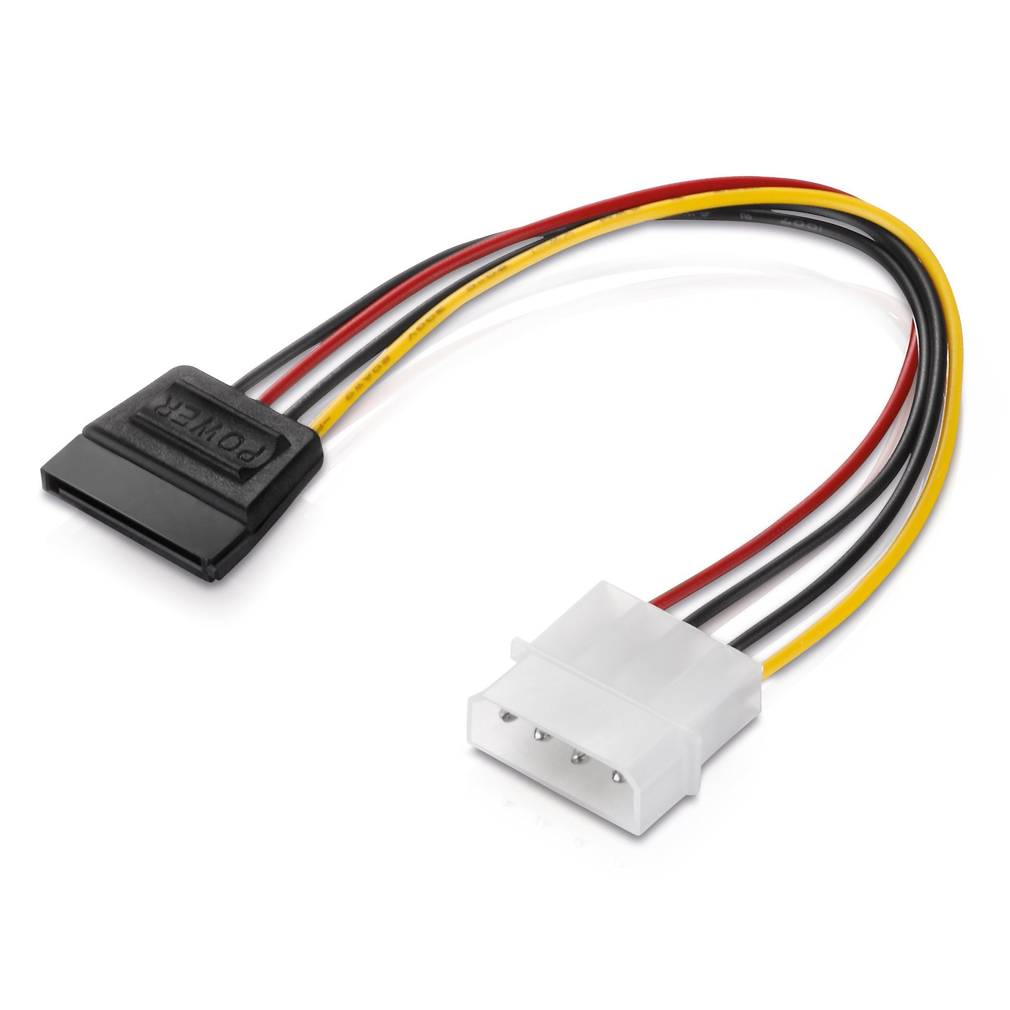 15 cm Adapter-Kabel 4-pin Molex auf 15-pin SATA-Stecker schwarz Computer-Kabel