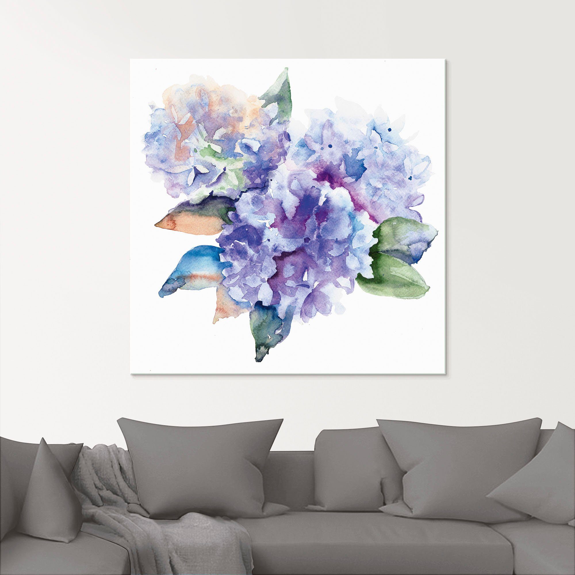 Artland Glasbild Hortensien, Blumen (1 St), in verschiedenen Größen