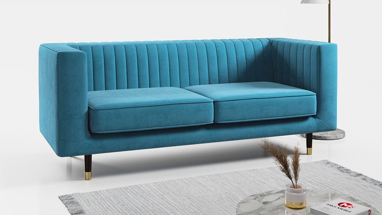 MKS MÖBEL Sofa ELMO 3, Ein Dreisitzer-Sofa, mit hohen Beinen, Modern Stil, für Wohnzimmer Hellblau Kronos