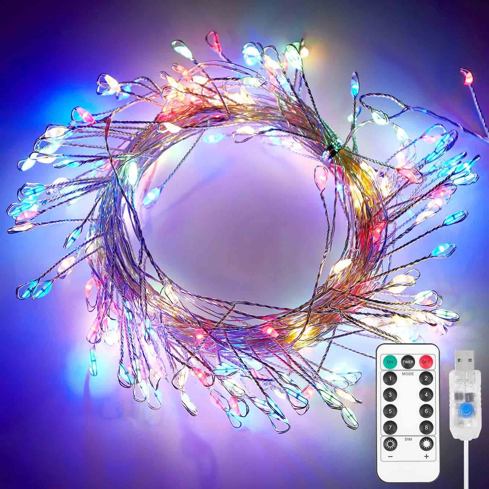 Rosnek LED-Lichterkette 3M/6M, dimmbar, wasserdicht, für Weihnachten Hochzeit Party, Fernbedienung, USB, Timer, Garten Fest Deko Multicolor