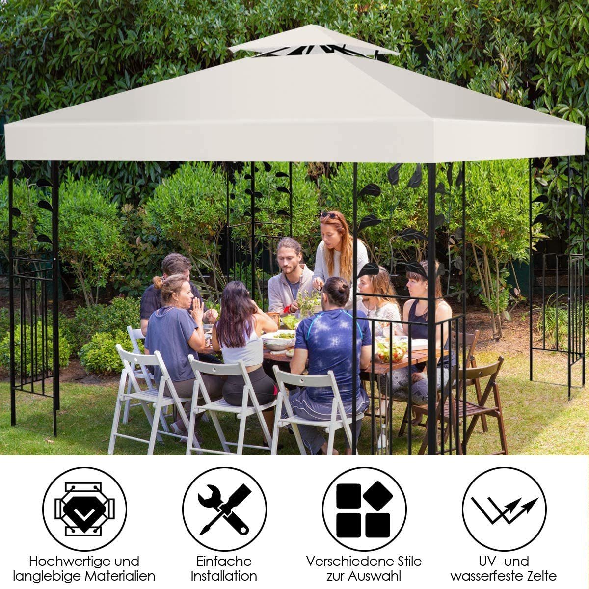 KOMFOTTEU Pavillon-Ersatzdach 3x3 m, Wasserabweisend, Doppeldach, günstig online kaufen