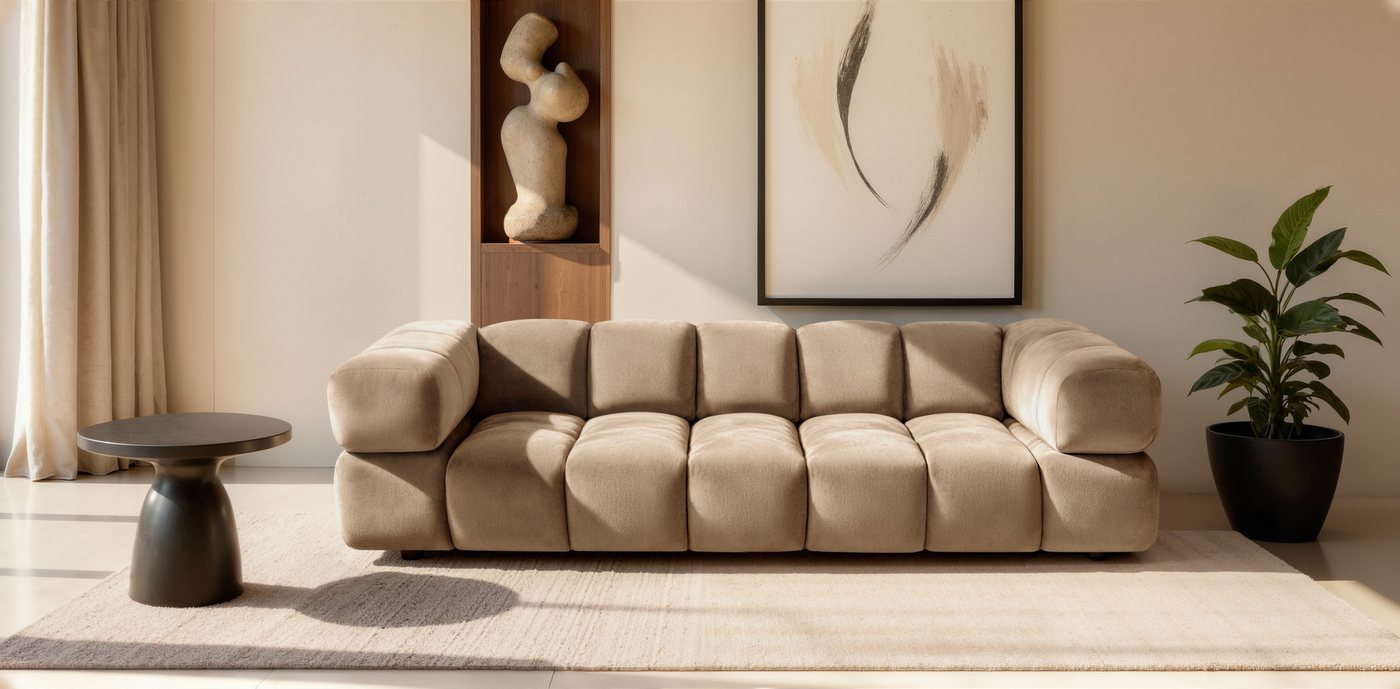 Kaiser Möbel Sofa 4-Sitzer für Wohnzimmer, Samtstoff Bluvel, Averro, 4-Sitzer, Edler Samt-Look mit leichtem Glanz, 4-Sitzer-Sofa für große Wohnräume
