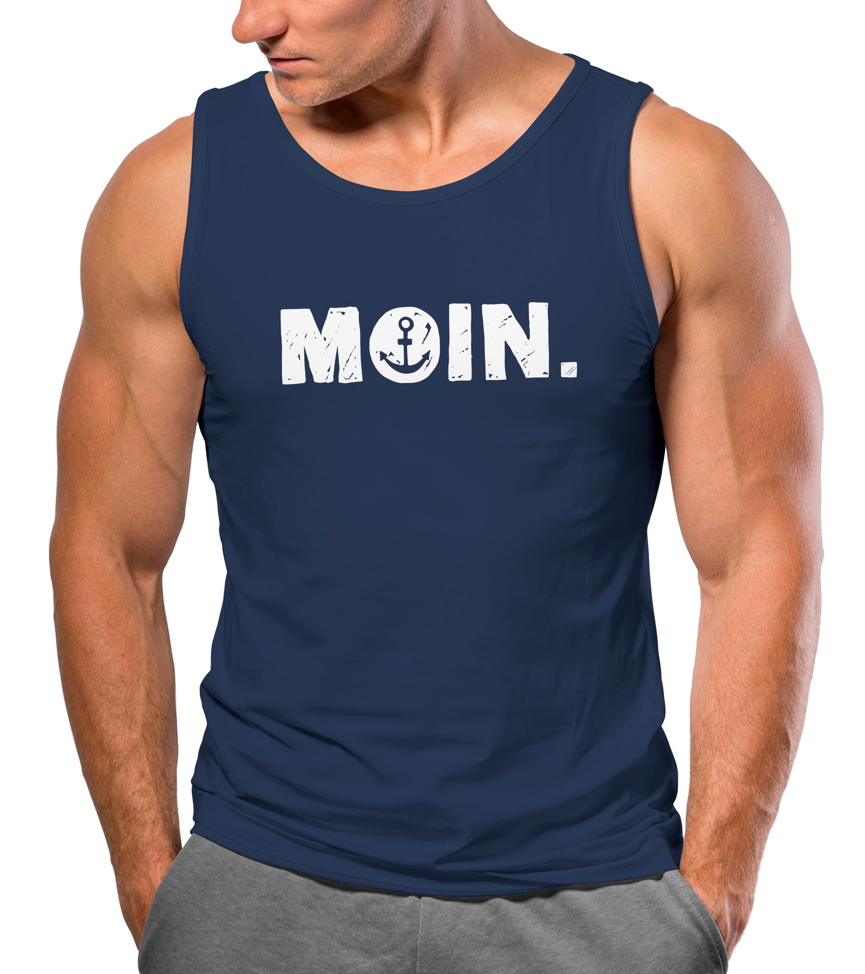 Neverless Tanktop Herren Tank-Top Moin Dialekt Norden Hamburg Anker Print Männer mit Print