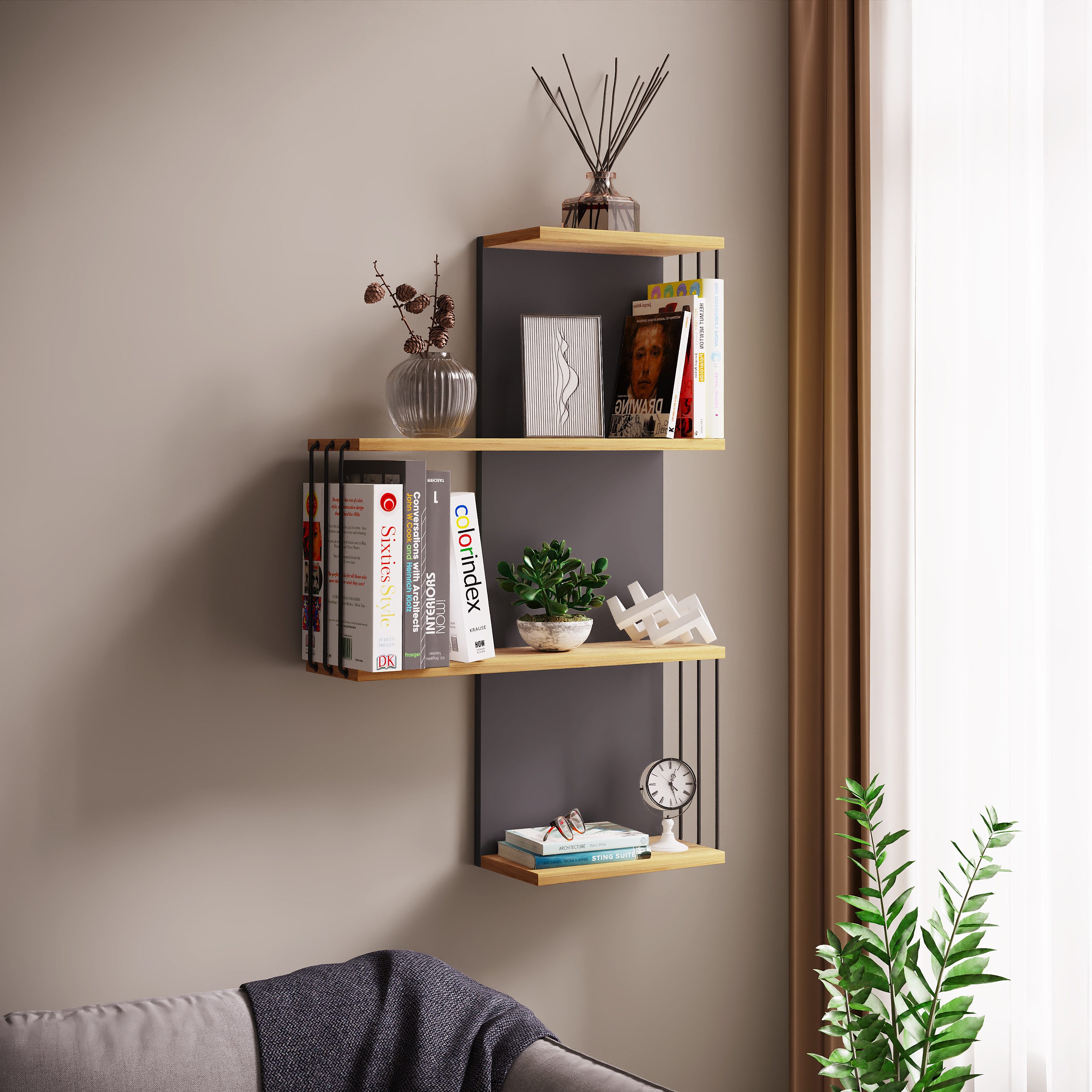 VCM Wandregal Holz Wandregal Hängeregal Regal Dolira L