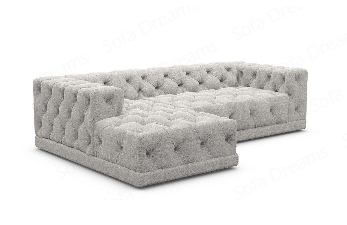 Sofa Dreams Ecksofa Strukturstoff Stoff eisgrau70 Style, Sofa Polster Loungesofa Stoffsofa, L Form Palma Chesterfield kurz