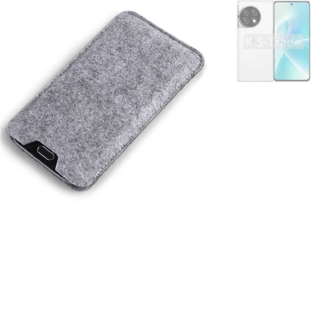 K-S-Trade Handyhülle für OnePlus 12R, Filz Handyhülle Schutzhülle Filztasche Filz Tasche Case Sleeve