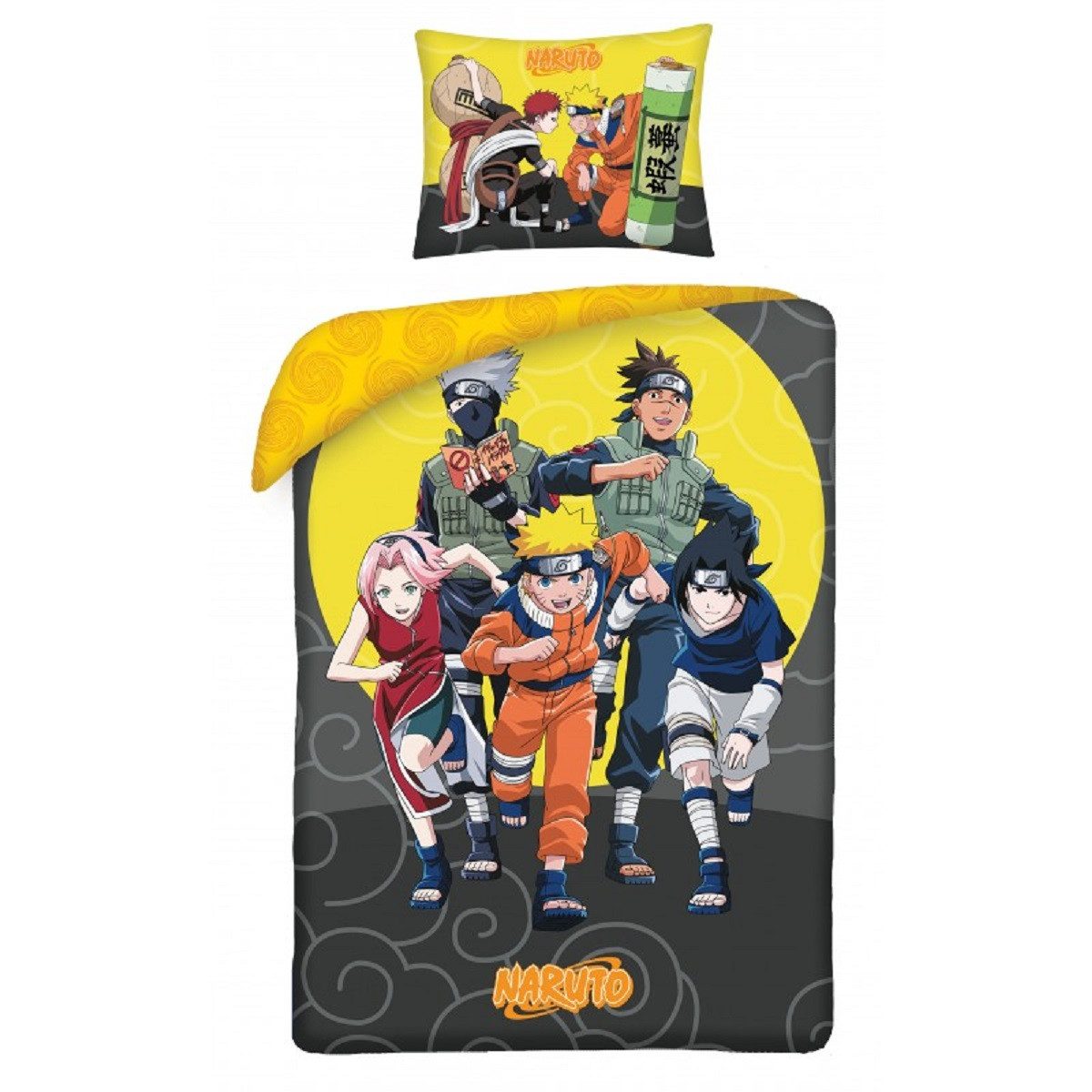 Naruto Bettwäsche Set Baumwolle Bettdeckenbezug 140 × 200 cm mit 70 × 90 cm Kissenbezug, 2 teilig